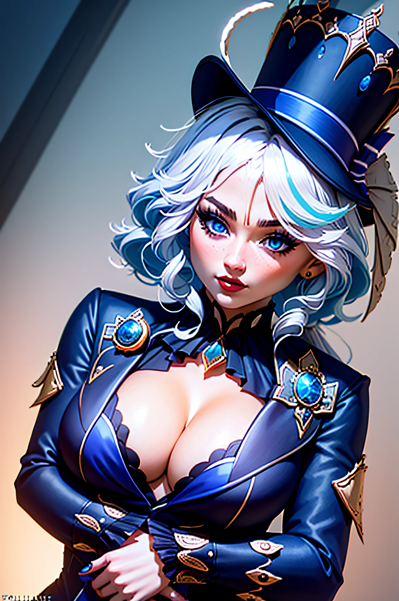 focalors, furina with a red panda, 16K, HDR UHD, RTX, OLED, NVIDIA, raytracing, realistic, best quality, masterpiece,ultra high detailes, intricate, professional makeup, beautiful, highly detailed face, eyes, boobs, cleavage, armpit, mature, sexy woman, rich, high class, modern, cool, edgy