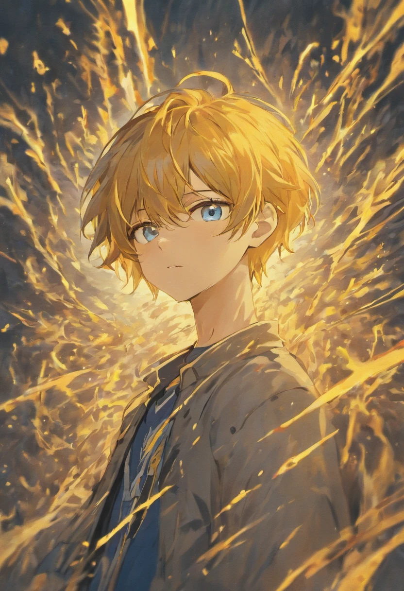 Hair is dark blue,Eyes are yellow,twinks,man