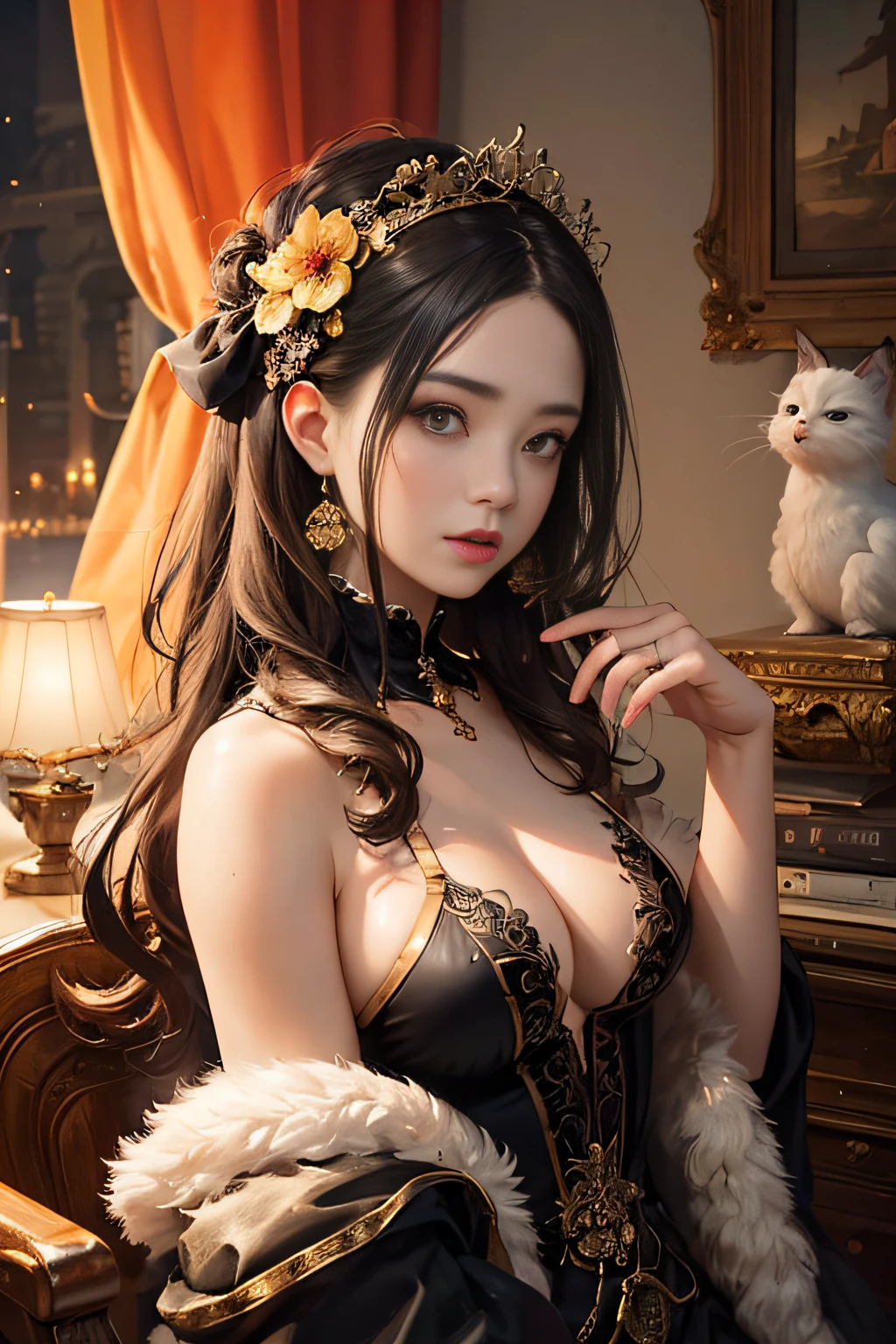 (masterpiece, top quality, best quality, official art, beautiful and aesthetic: 1.2), (1 girl), extremely detailed, colorful, most detailed, official art, Unity 8k wallpaper, ultra detailed, beautiful and aesthetic, beautiful, masterpiece, best quality, (Swimsuit swimming halloween), Haunted Mansion, flying ghost, scary pumpkin art, black cat drawing, PerfectNwsjMajic