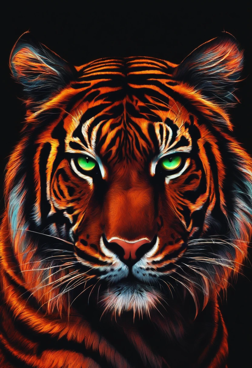 tigre,cyber punk perssonage,orthofacial,Glaring,