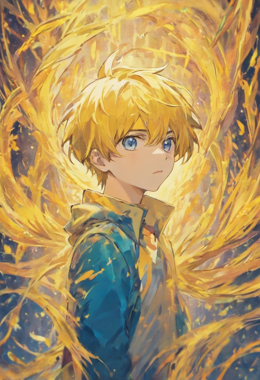Hair is blue,Eyes are yellow,twinks,man