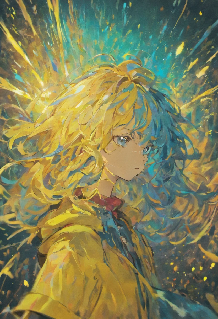 Hair is blue,Eyes are yellow,twinks,man