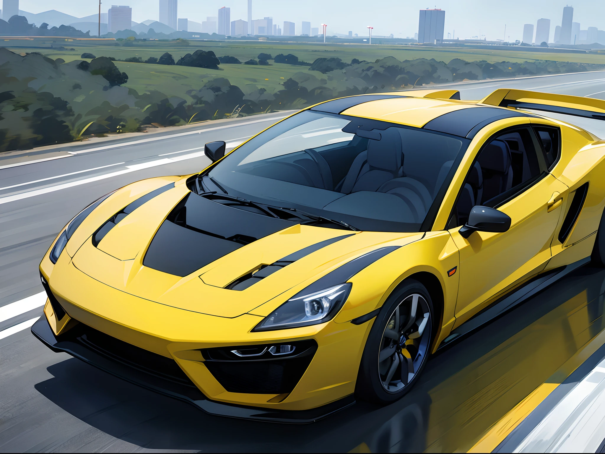Future cars with fresh design、one car、The body of the car has solar panels