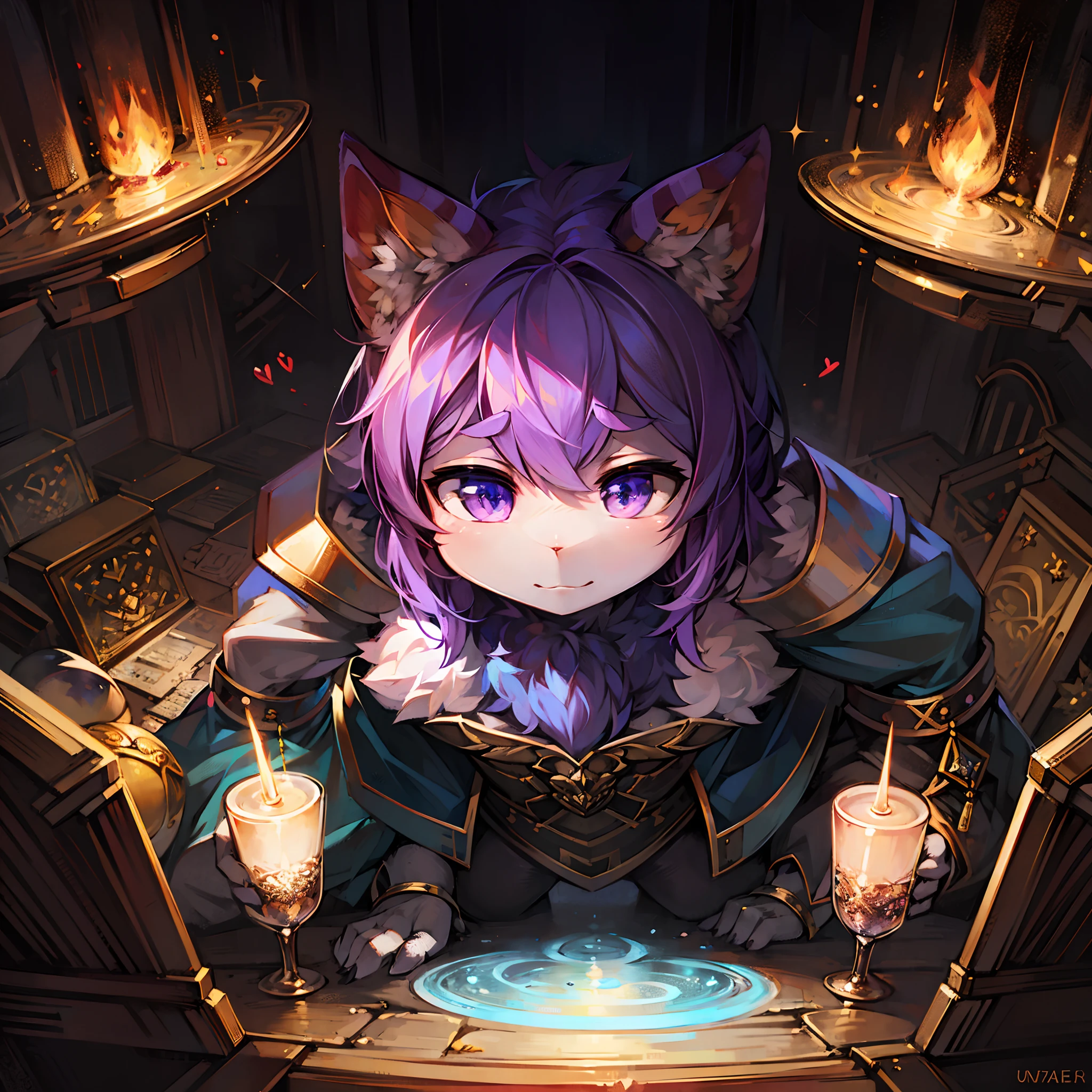 Create an image of a fictional character living in a fantasy world. This character must be a magical being with unique characteristics, vista frontal, sem fundo