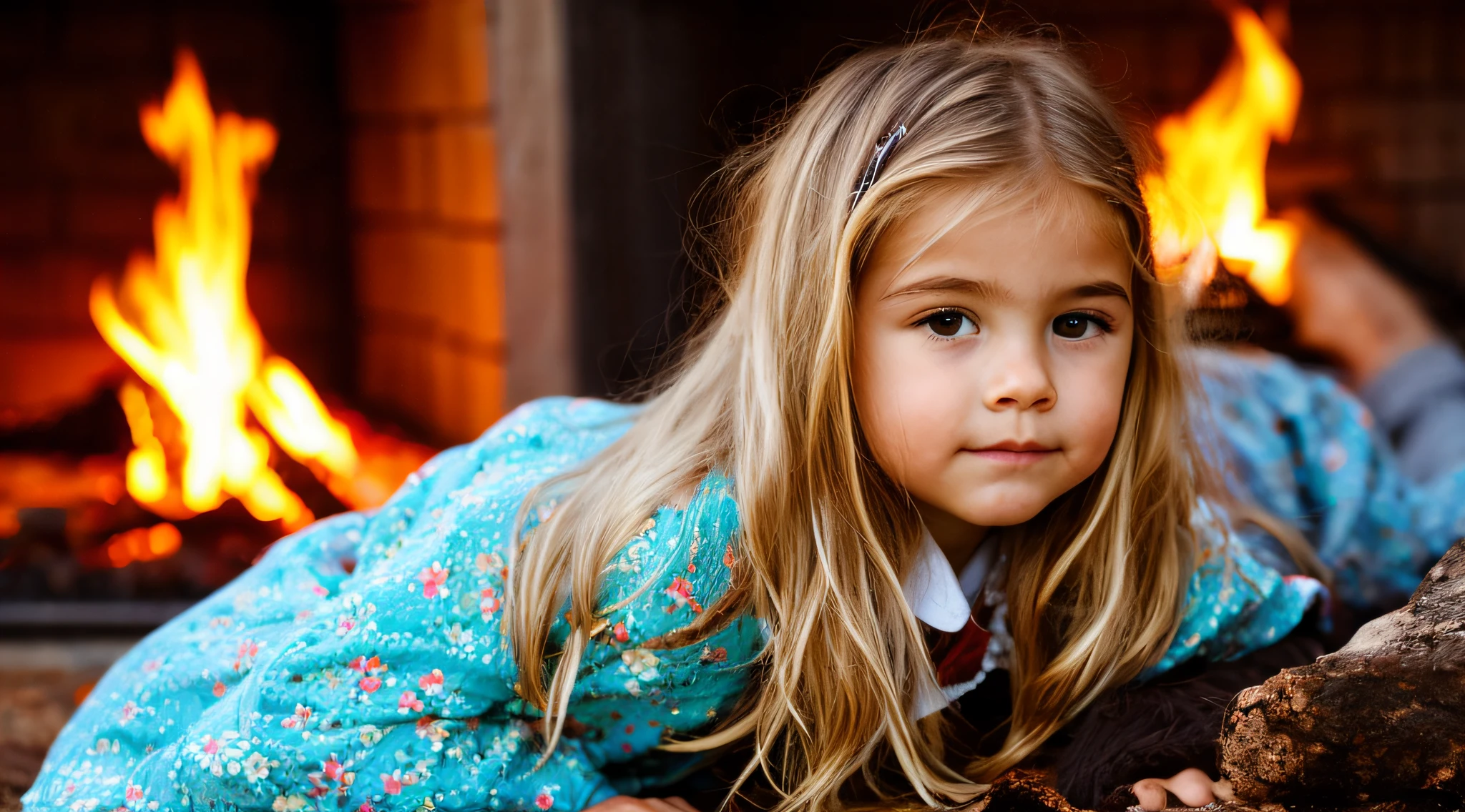 KIDS BLONDIES LONG HAIR, ROUPA DE  COURO,  close up, fogo ao fundo, , undefeatable, FIRE.