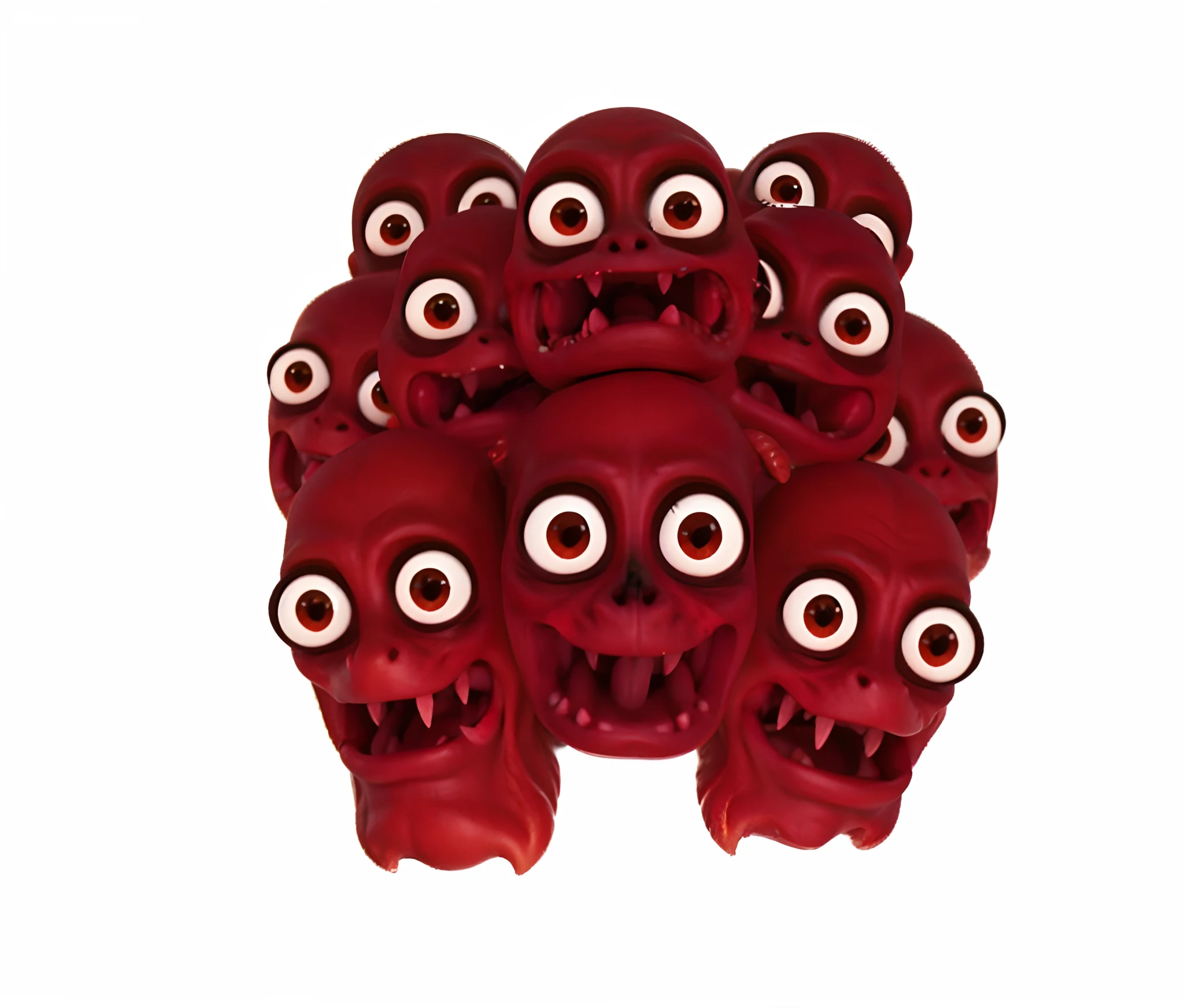 Red Multi-Headed Dinosair, skinless, Flesh, Creepy