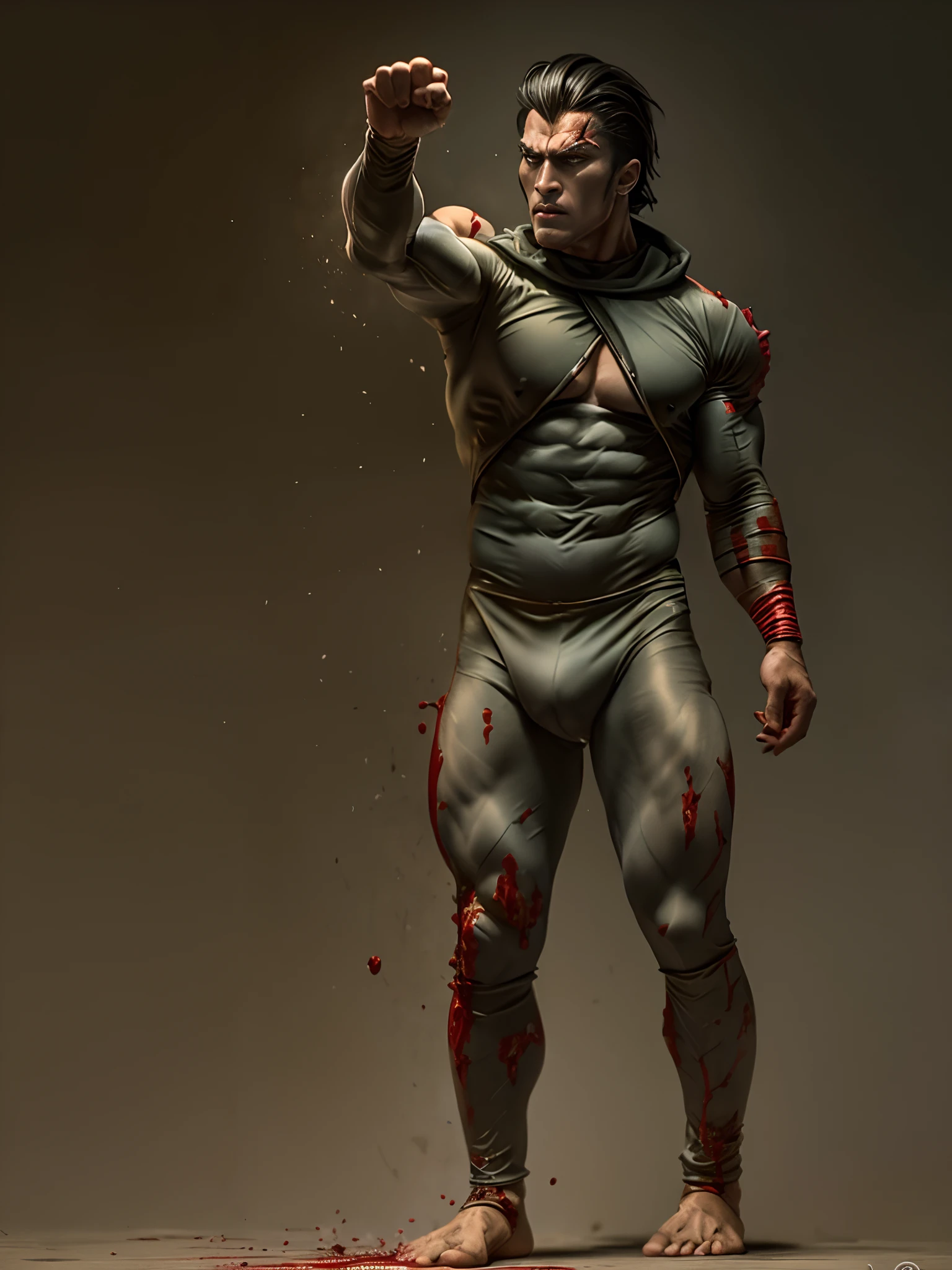 Muscle prominence々、8K、Top image quality、Atrocious、Wrestlers、villainess、cruel、and draw the full body、Beast paws、sharp eye、Bloody、Liquid constantly flows from the hands、Bloody