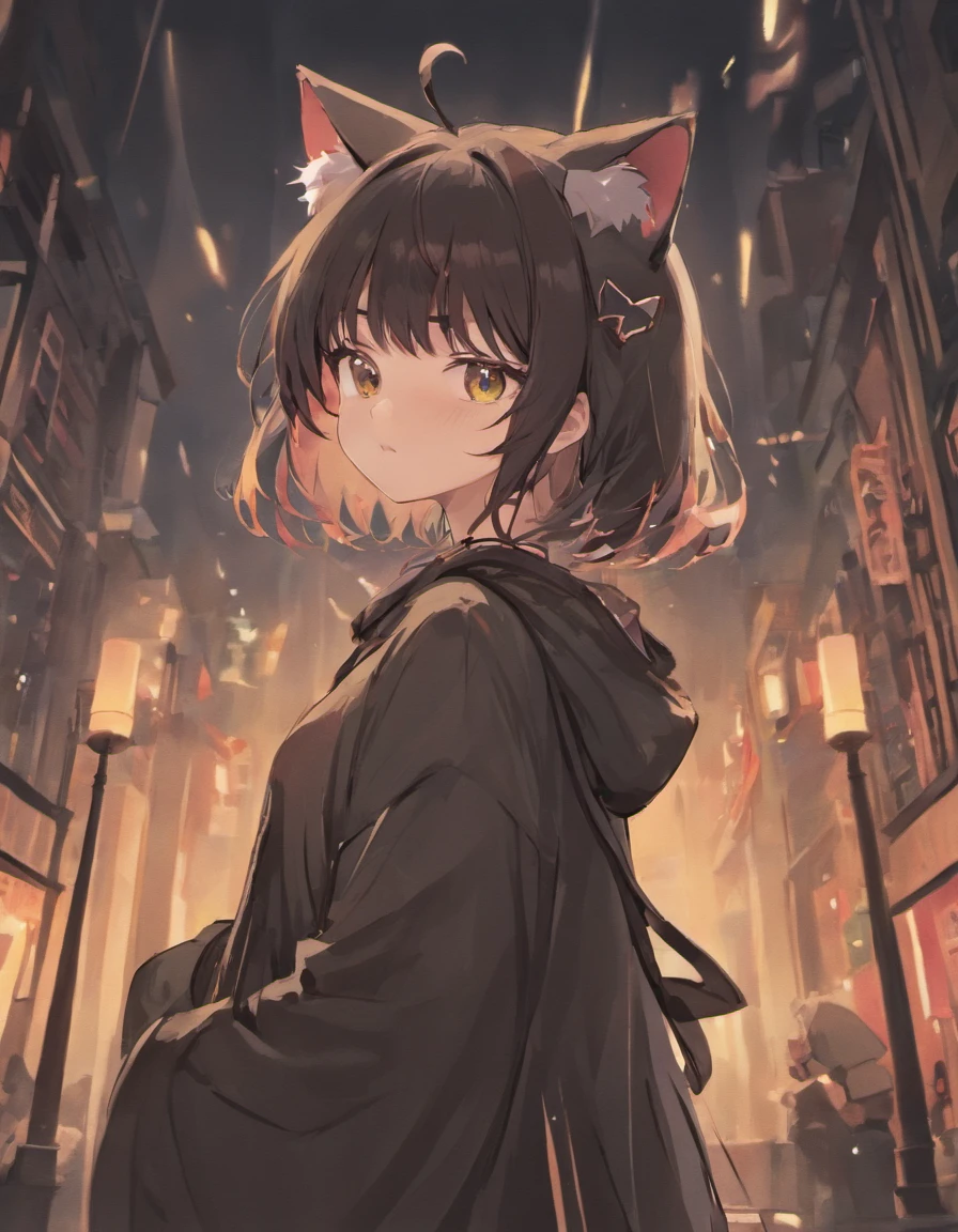 Cat ear knitted hat、Wolfcut、fluffly、A dark-haired、Black nails、Moe Sleeve、deadpan