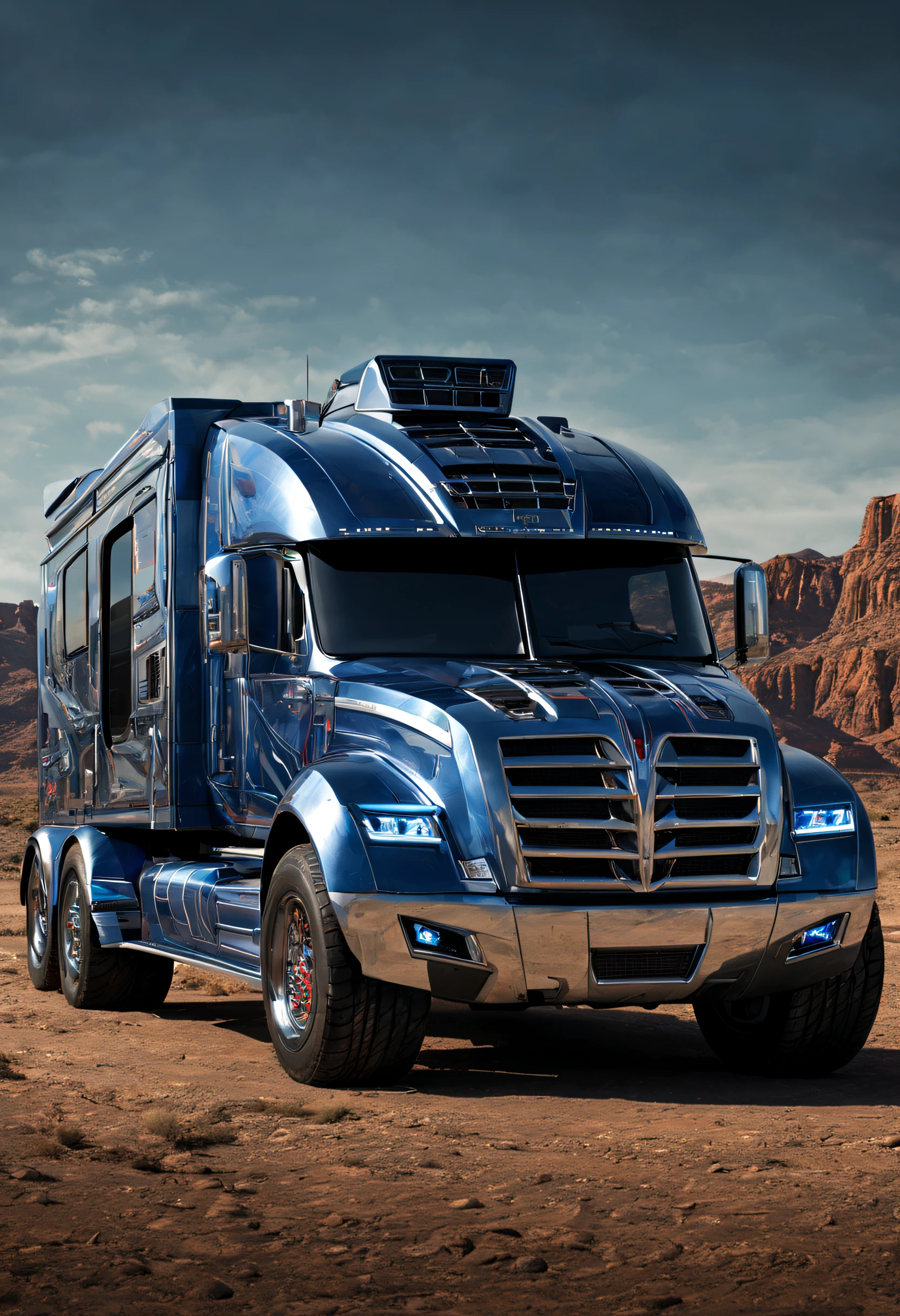 Transformers RV，An RV，Campervan, Autobot，Optimus Prime，sci-fy，cyber punk style，high - tech，Alien technology