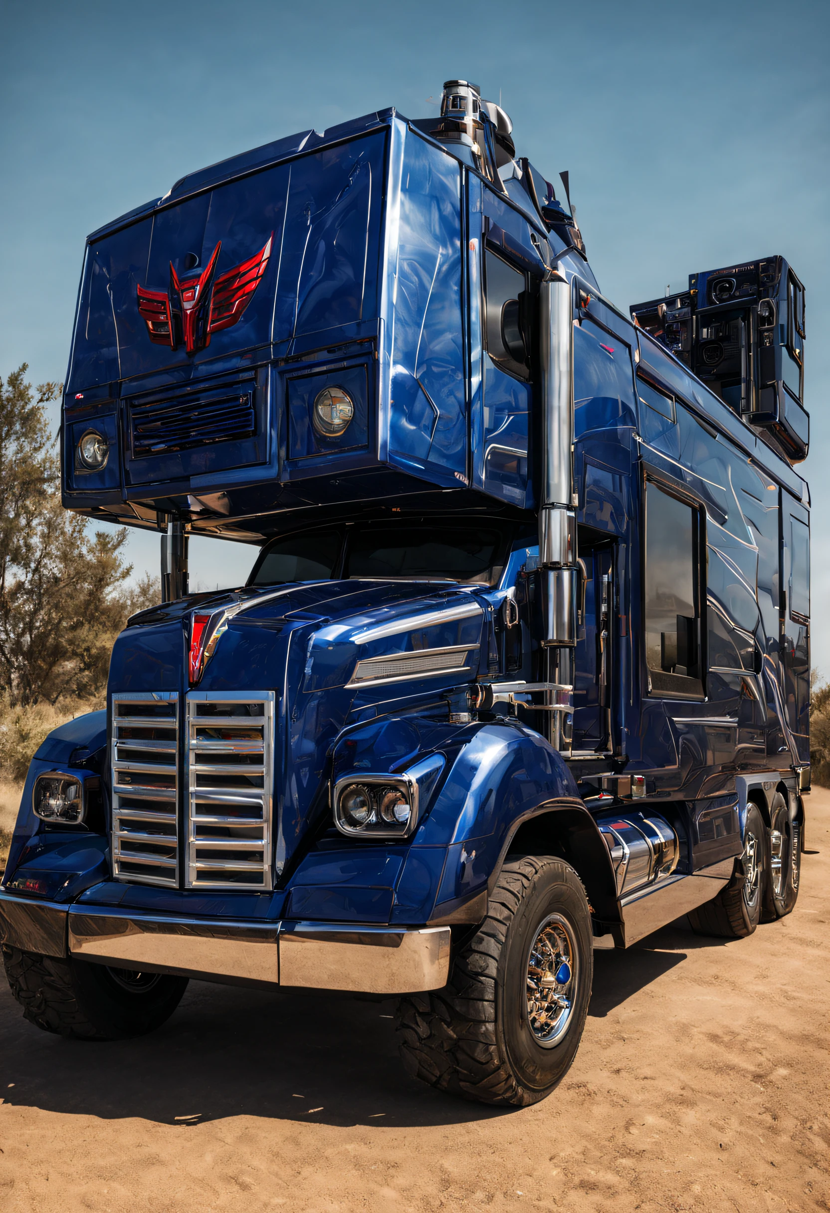 Transformers RV,An RV,Campervan, Autobot,Optimus Prime,sci-fy,cyber punk style,high - tech