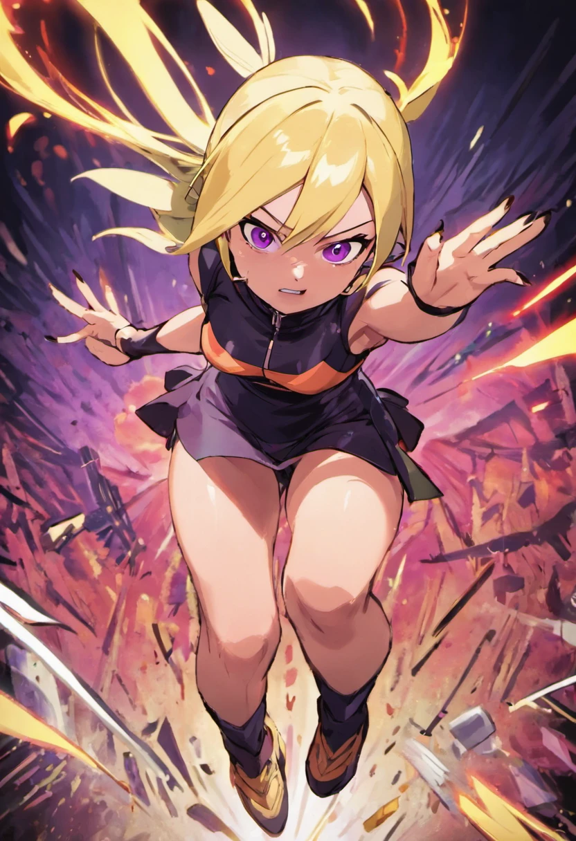 Ino Yanamaka is in flight, protecting Naruto from flying arrows with his body.