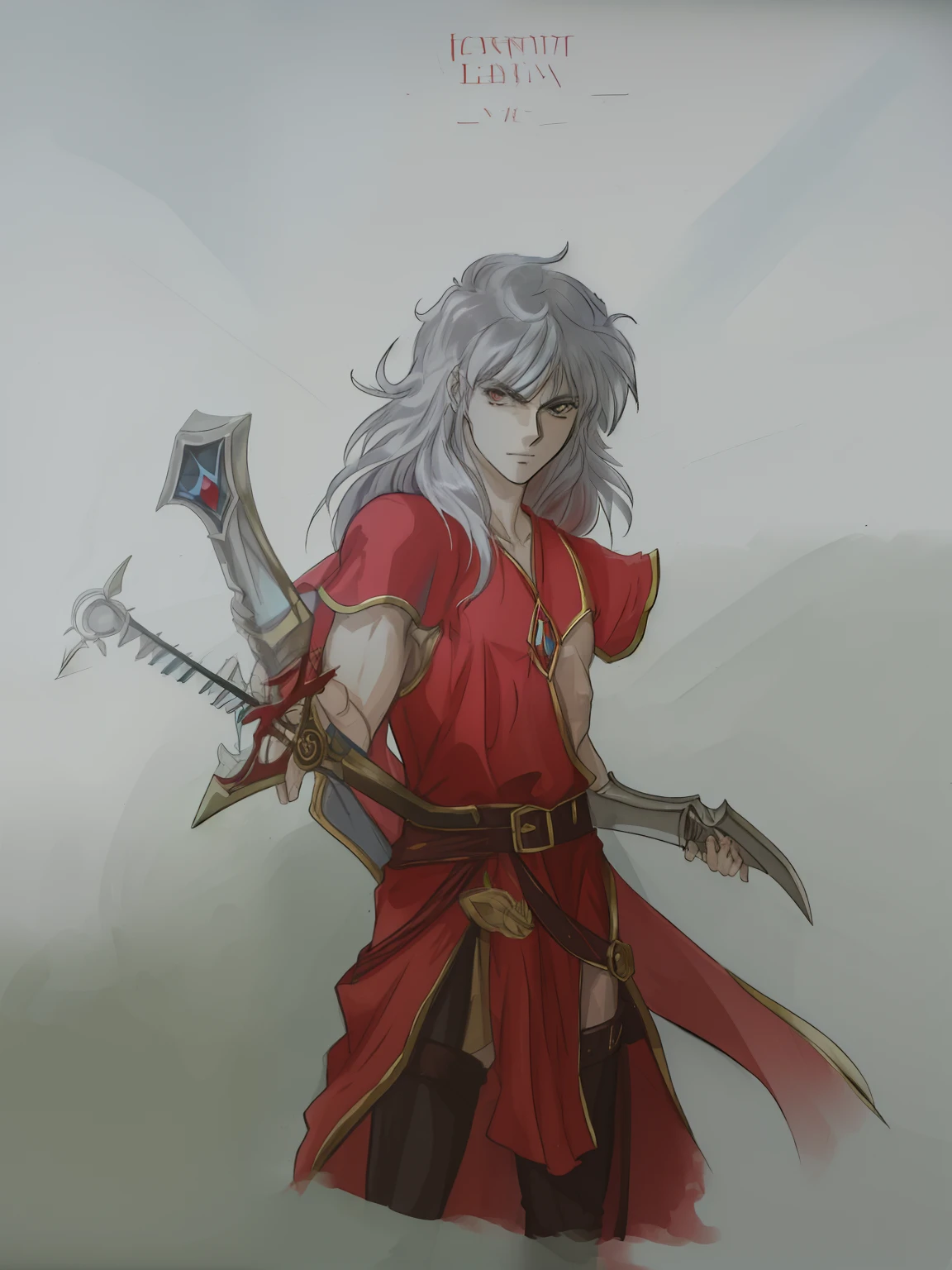 um desenho de um homem com um casaco vermelho segurando uma espada, Alucard, inspirado em Zoltan Boros, personagem de fantasia complexa, como um caractere dnd, Arsen Lupin como um paladino, Fantasia D&Personagem D, picture of a male cleric, Caractere DND, Personagem de fantasia dnd, colorful sketch, como um d & Personagem D, d & d personagem de fantasia