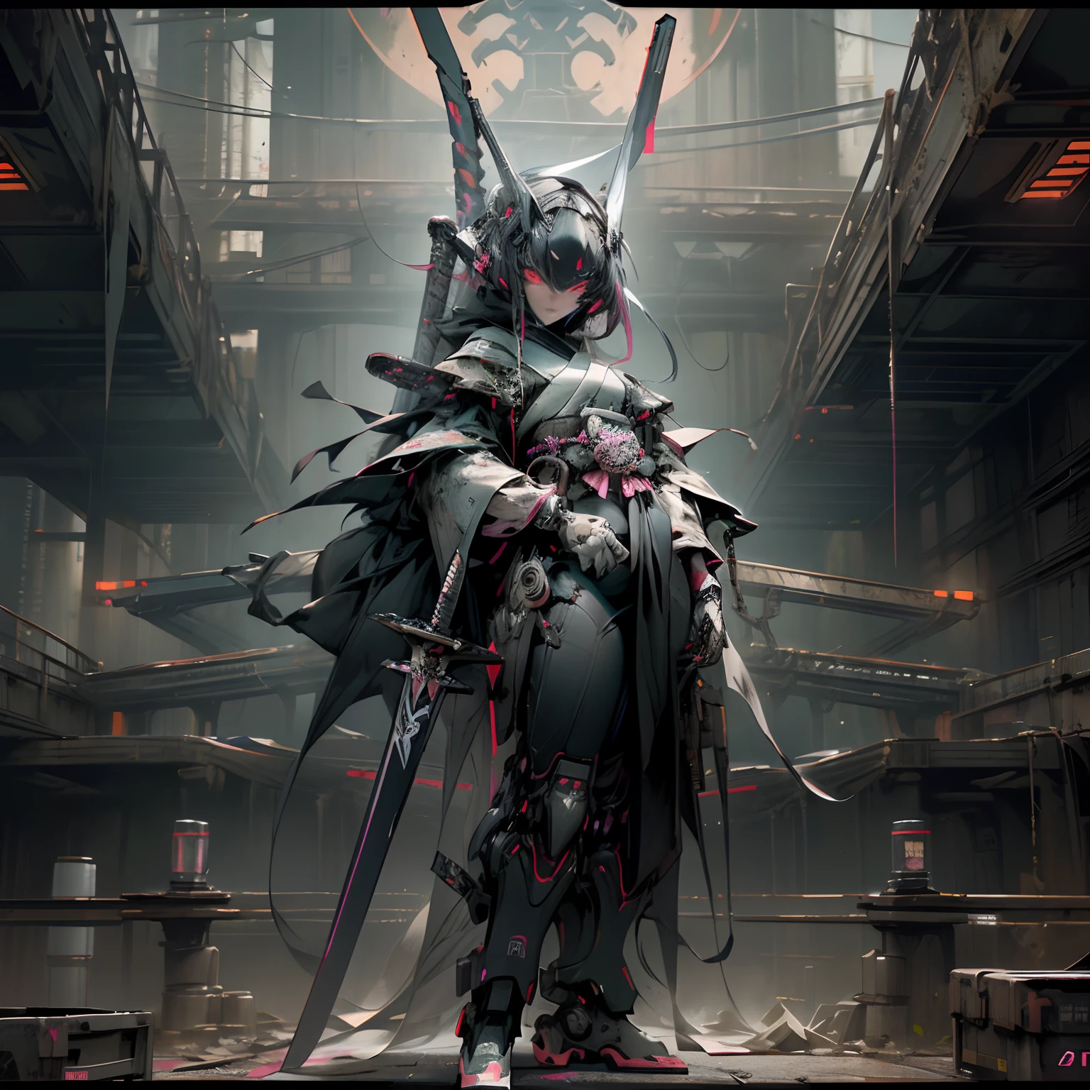 Anime characters in futuristic settings with swords and armor, Cyberpunk anime girl mecha, mechanized valkyrie girl, very beautiful cyberpunk samurai, Digital Cyberpunk Anime Art, Cyberpunk Now Warrior, Cyberpunk Dark Fantasy Art, cg society contest winner, Cyberpunk Gladiator, cyberpunk samurai, 2. 5 d cgi anime fantasy artwork, from arknights, cgsociety and fenghua zhong