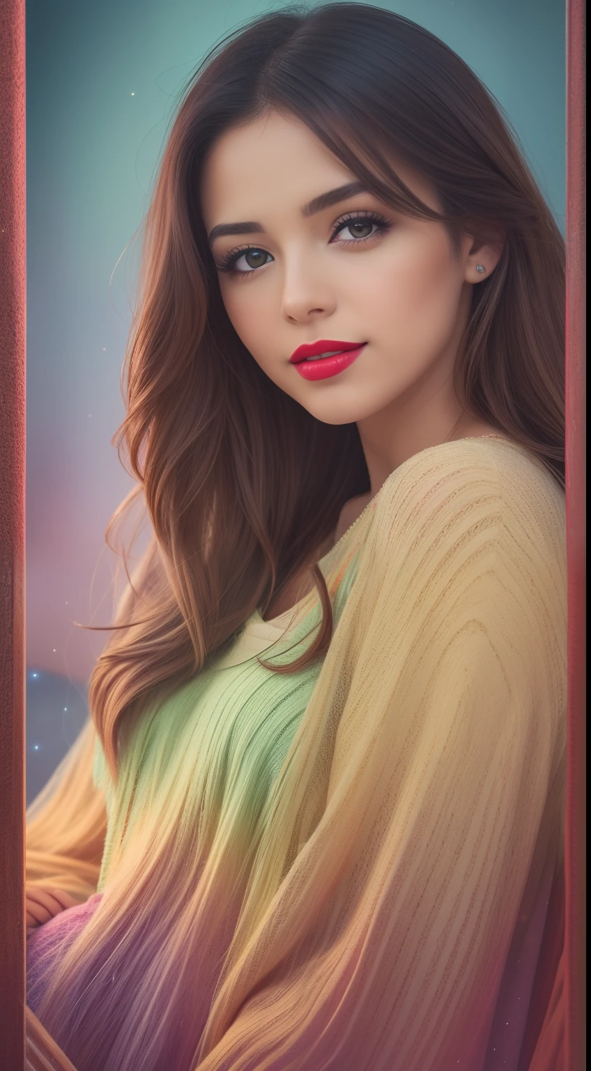 Una mujer joven y hermosa, cabello rubio que cae suavemente en ondas hasta los hombros, altura mediana, Ojos grandes y verdes, piel clara, She's in her pajamas, She's in her bed, Cuidar el cabello antes de acostarse, The environment is illuminated with lights of warm and pleasant colors making your hair shine, Su semblante es naturalmente sereno, lips with red lipstick, textura 8k, Altamente detallado, realista, soft cinematic light, HDR, foco nítido, obra-prima, fotorrealista, rewarded photography, Canon EOS R5, 35 mm