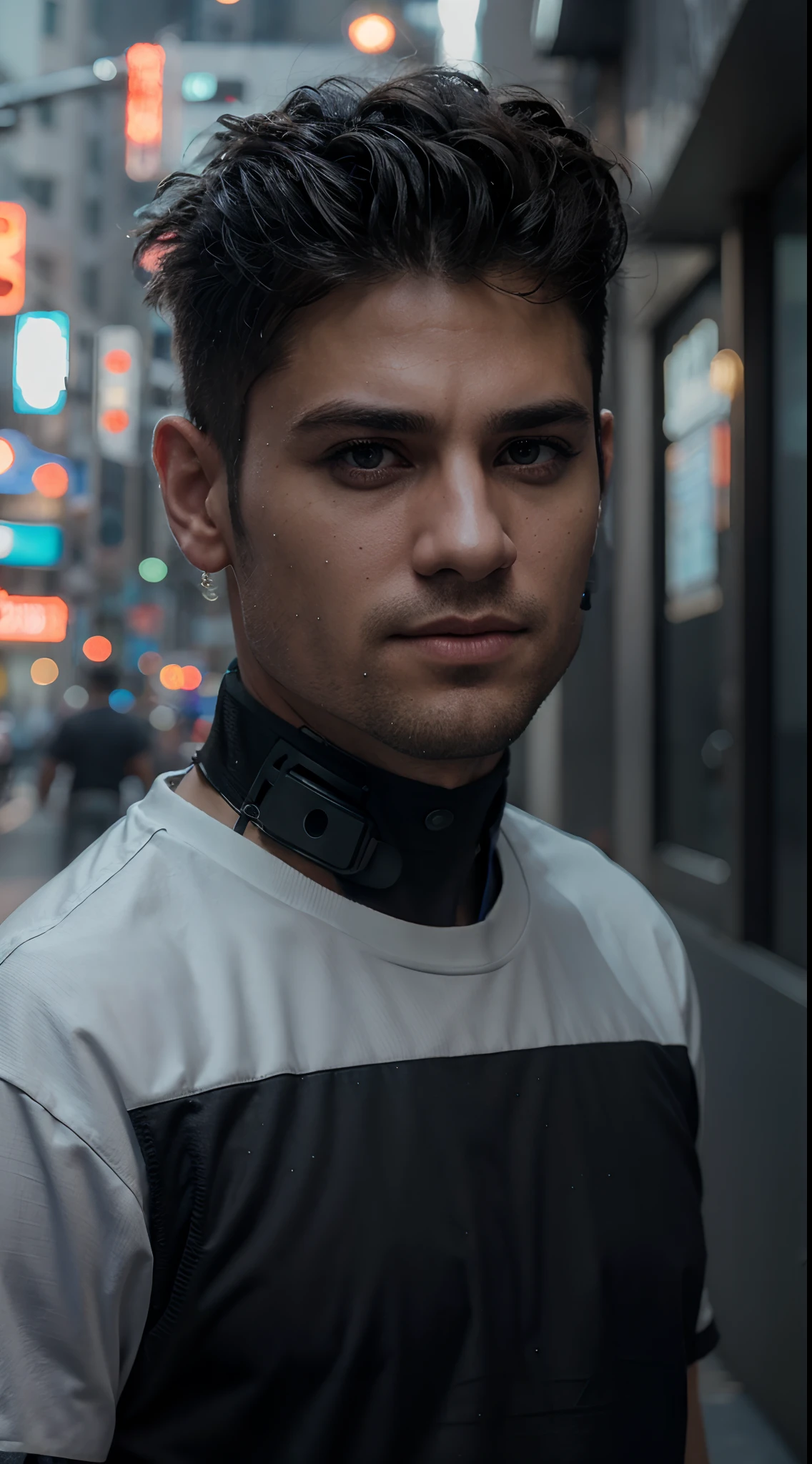 change background cyberpunk handsome boy realistic face 8k Ultra realistic