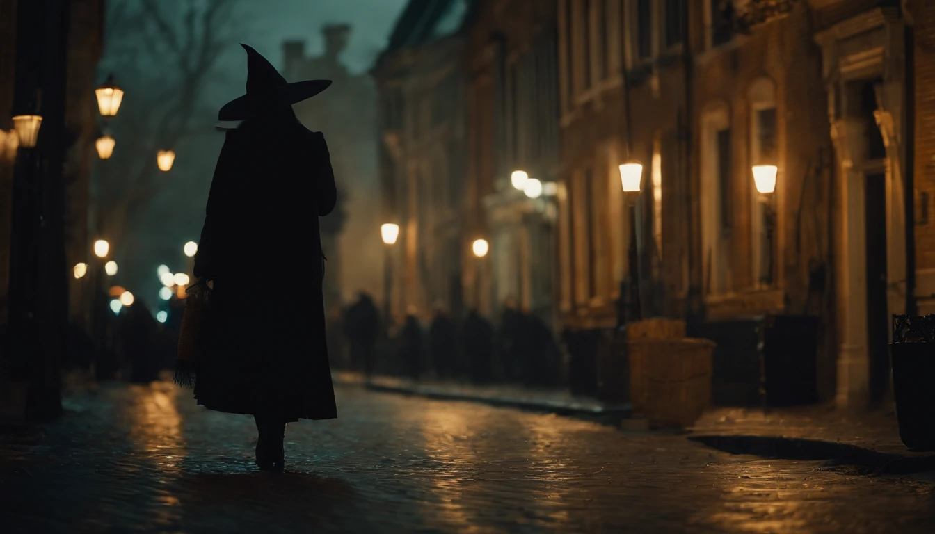 Haunted City Halloween with a Witch