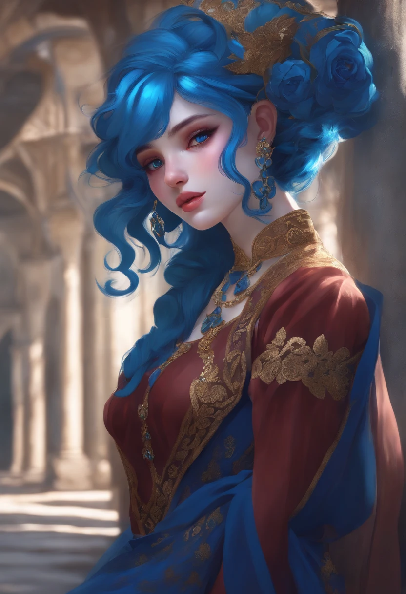 girl with blue skin full body blue skin cartoon anime