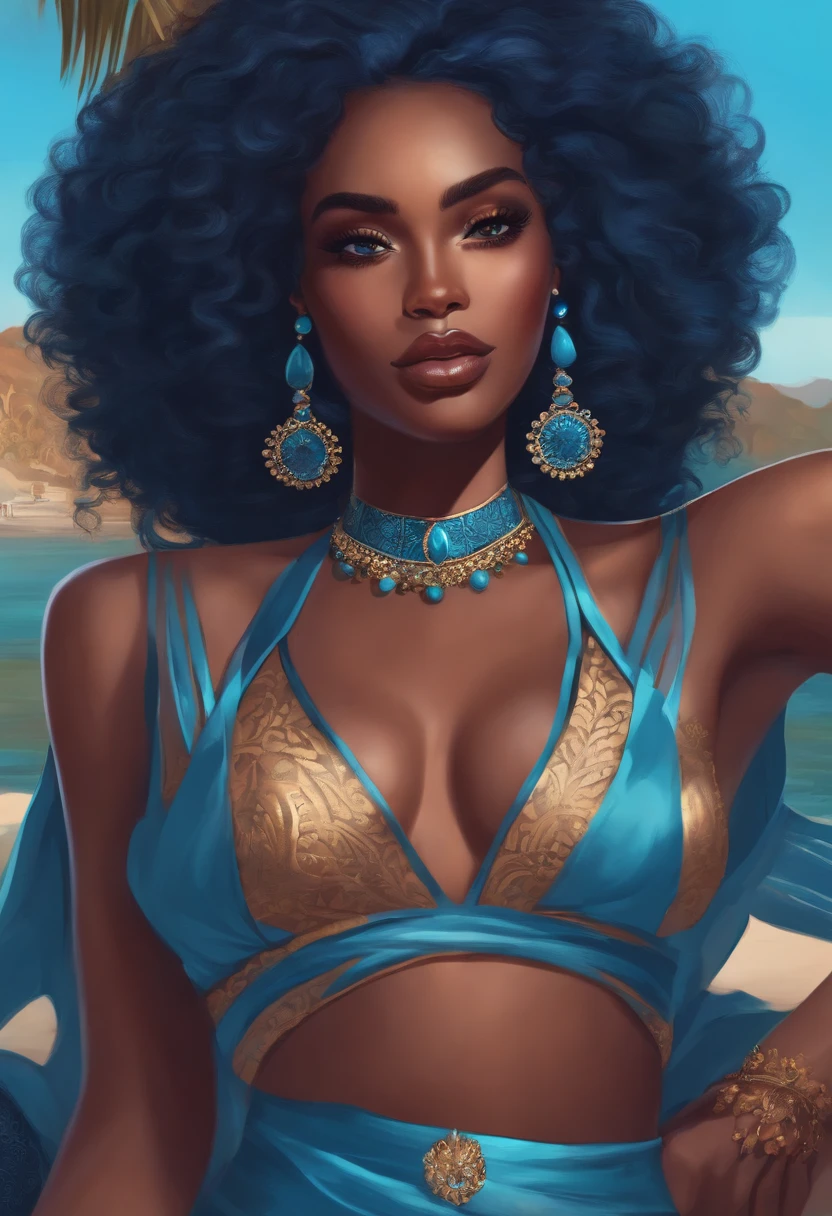 blue colored skin girl cartoon