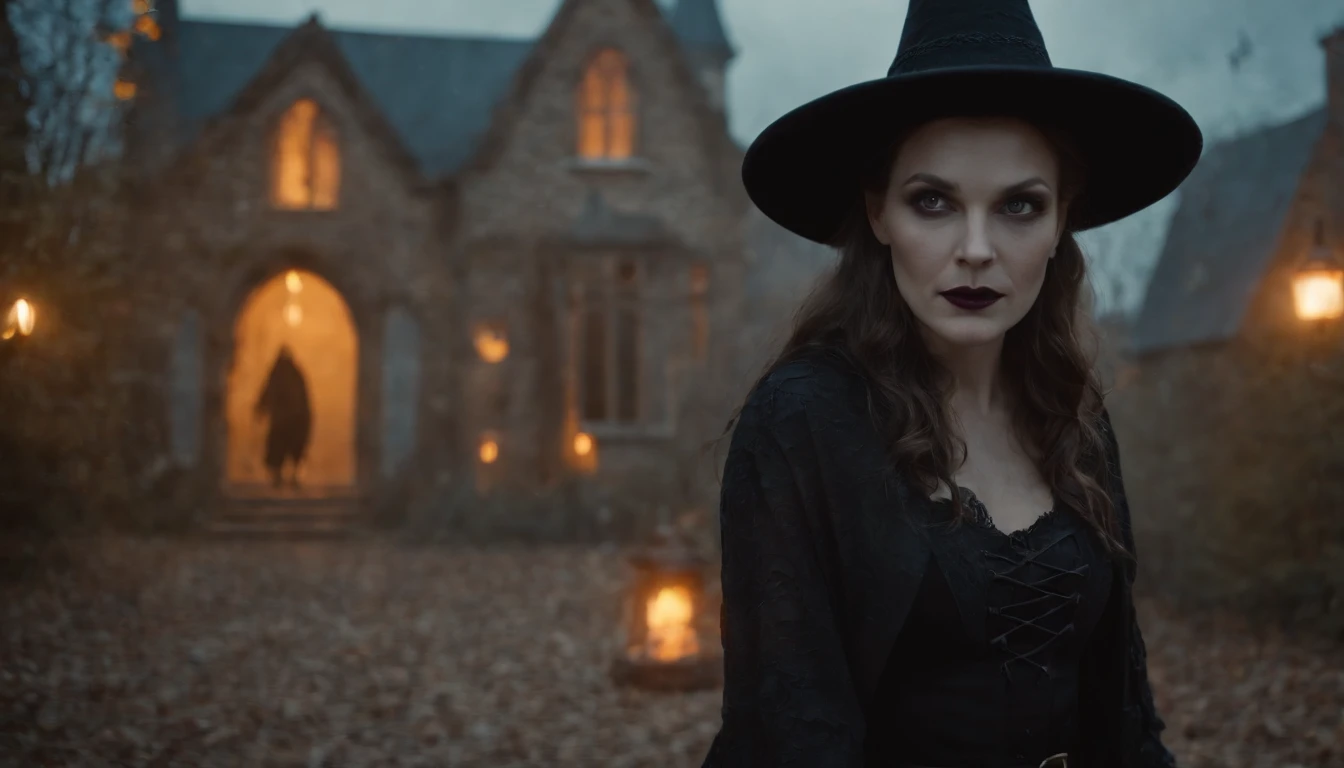 Halloween in the Haunted City with a Witch