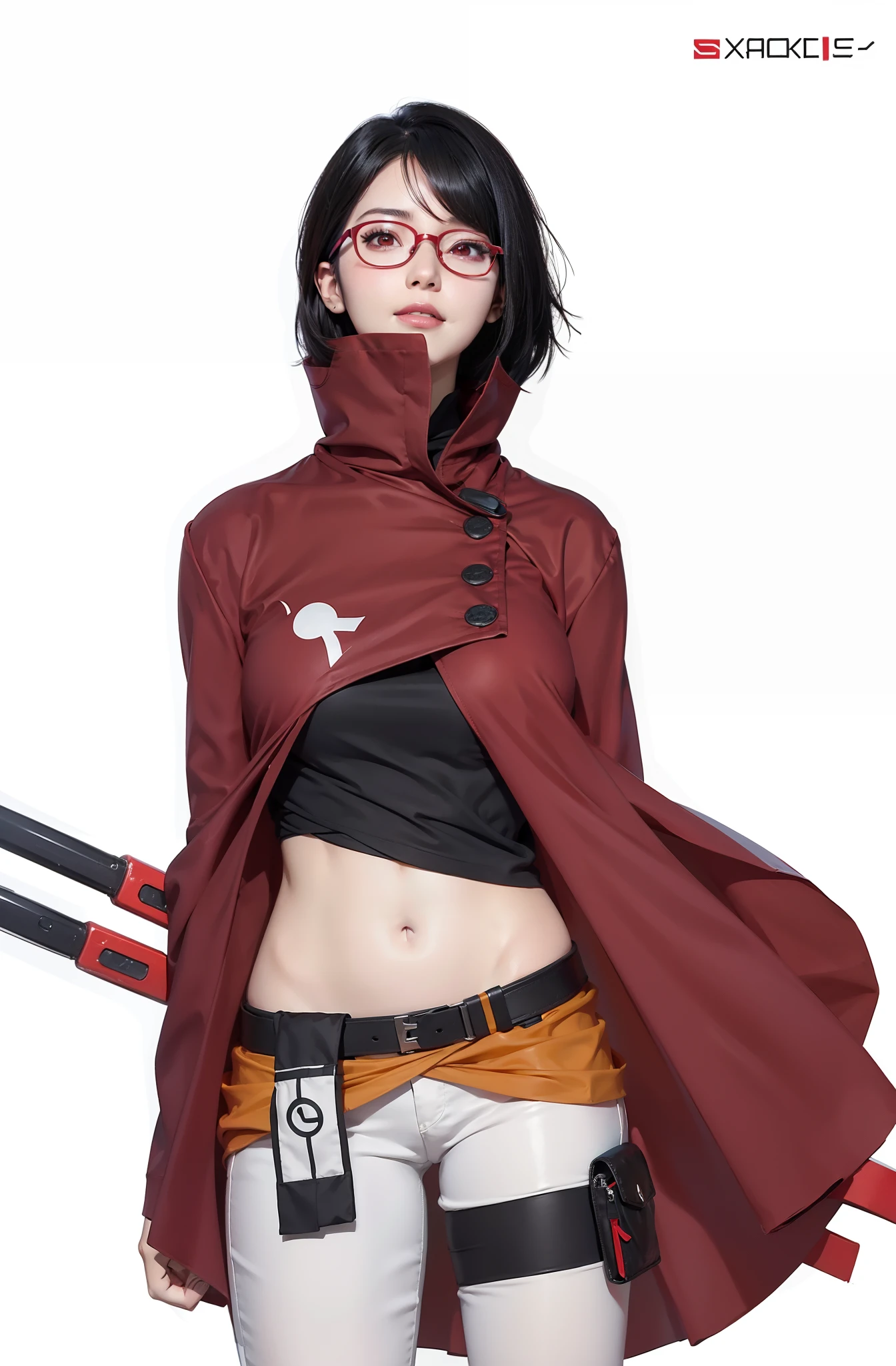 Real life adaption of this character, girl beauty face, wear realistic glasses,looking to viewer,realistic same spiky hair , realistic same outfit , realistic red moon background in mountain, hyper realistic, realistic light, realistic shadow, realism,(photorealistic:1.2)_from narutoshipunden 、best quality ,ultra high quality detail , realistic , perffeck charakter , disingd body, outfit open body , masterpiece waiffu eyes , full body ,sexy hot , xxx , film eyes , 1girl, cute , Japanese teenHD ,HDR, hentai face , from photo realistic , stayl waiffu ,realisticdetail ,