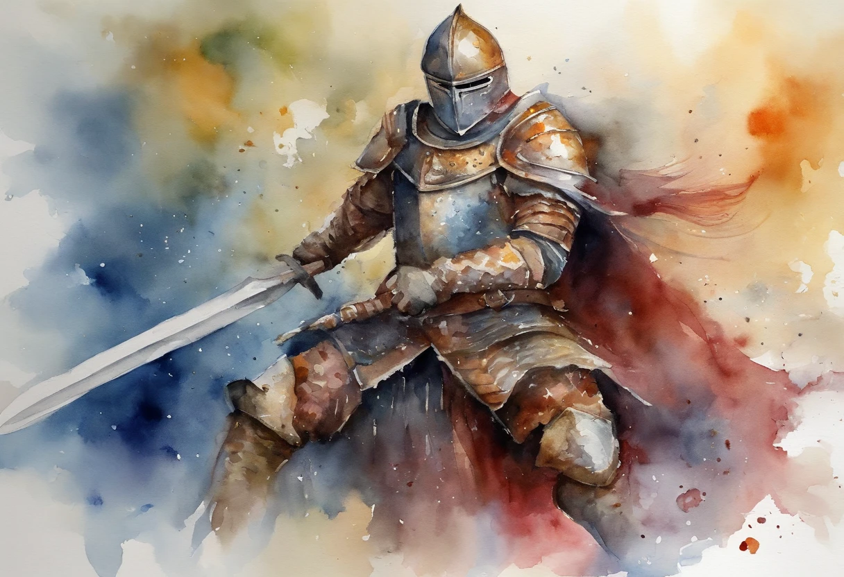 A fearsome warrior knight, Schnee, Kosmische Asche, artistic, kompliziert, psicodelic, episch