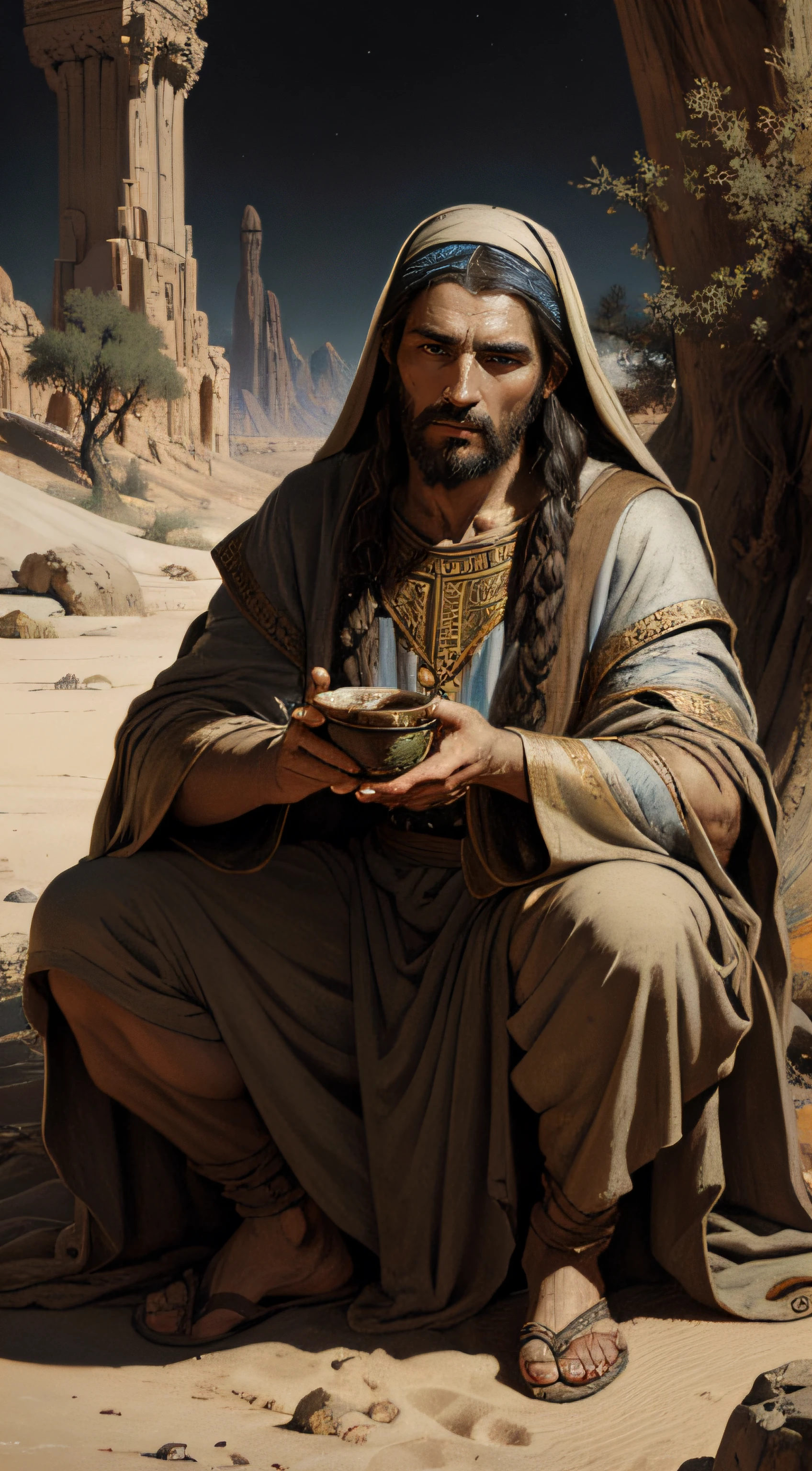 Lazarus from the bible old testament by Ivan Kramskoi, highly detailed, intricate, detailed face, "Christ in the Desert" type painting