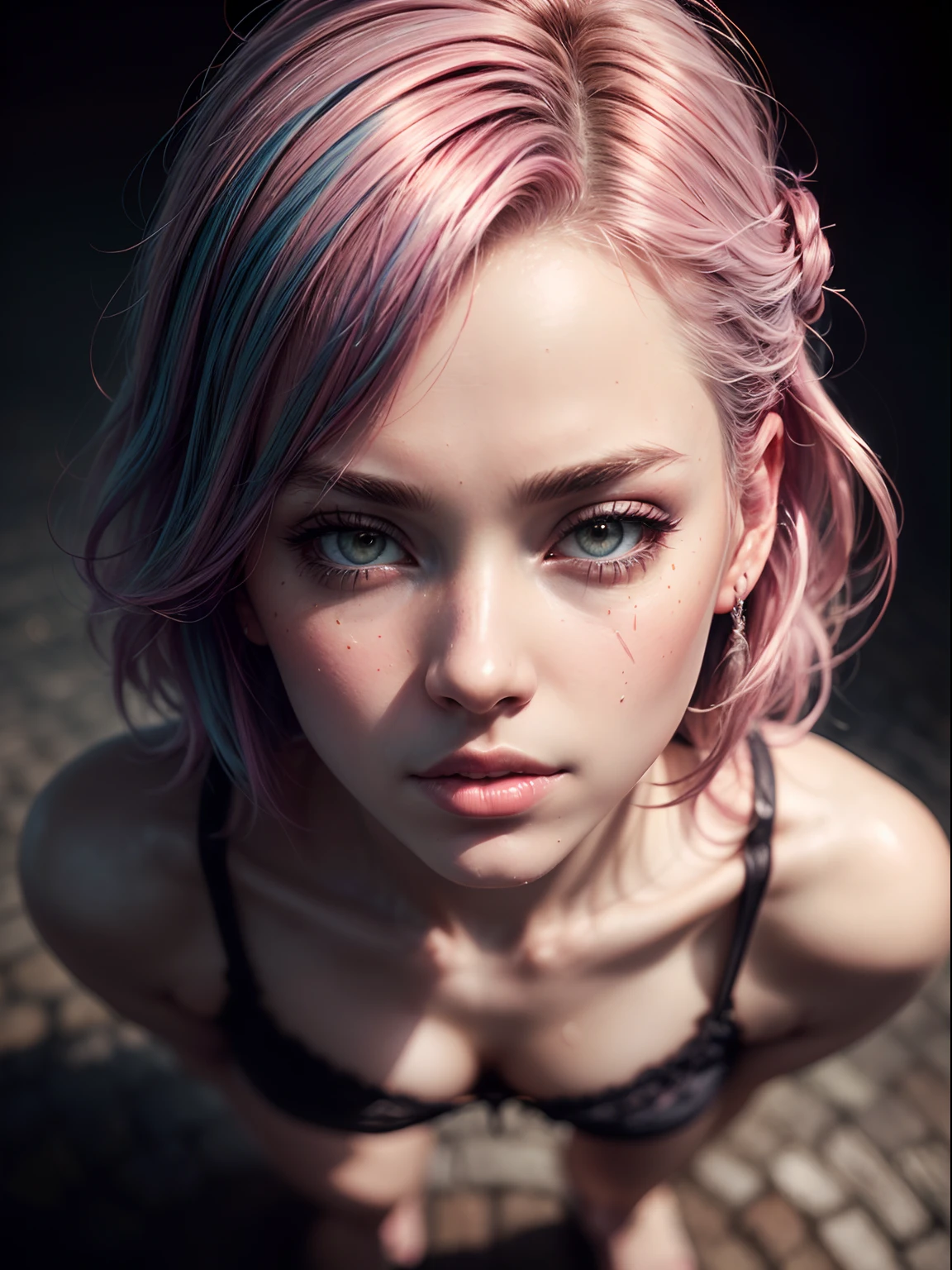 (apterus style:1.3), (dark shot:1.2), (fullbody:1.25), f/11, soft light, sharp, exposure blend, medium shot, bokeh, (hdr:1.4), (film grain:1.23), high contrast, (cinematic, teal and orange:0.85), (muted colors, dim colors, soothing tones:1.3), low saturation, (hyperdetailed:1.2), (noir:0.9),(intricate details, hyperdetailed:1.15), modelshoot style, 1girls, (pink hairs:1.2), dramatic lighting, minimalistic, flat colors, washed colors, dithering, lineart, (detailed background:1.3), old aircraft in background, (full body:1.2), (long legs), (depth of field:1.4), (detailed face:1.1), (photo realistic:1.3), symetrical, octane render, 35mm, bokeh, 9:16, (intricate details:1.12), hdr, (intricate details, hyperdetailed:1.15), (natural skin texture, hyperrealism, soft light, sharp:1.2), (detailed skin:1.2)