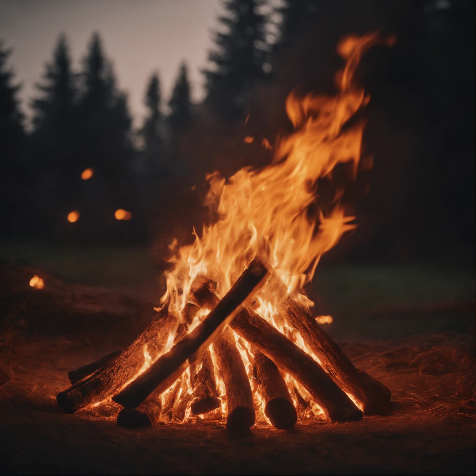 masterpiece, best quality, high quality, extremely detailed CG unity 8k wallpaper, Depth of Field, HDR,,Photorealistic,extremely detailed, Intricate, High Detail, A roaring bonfire with flames dancing in slow motion.