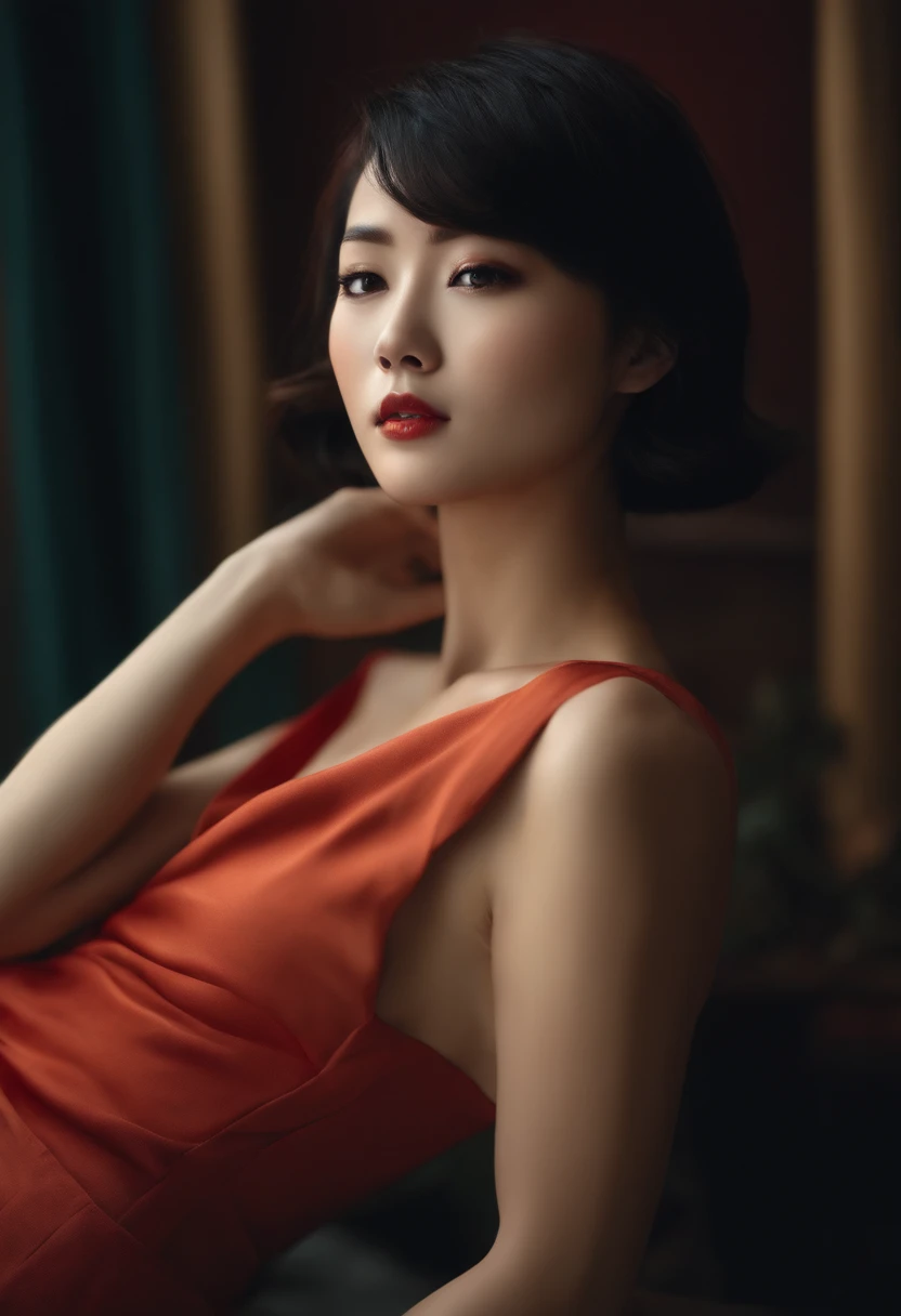 nude, korean, short hair