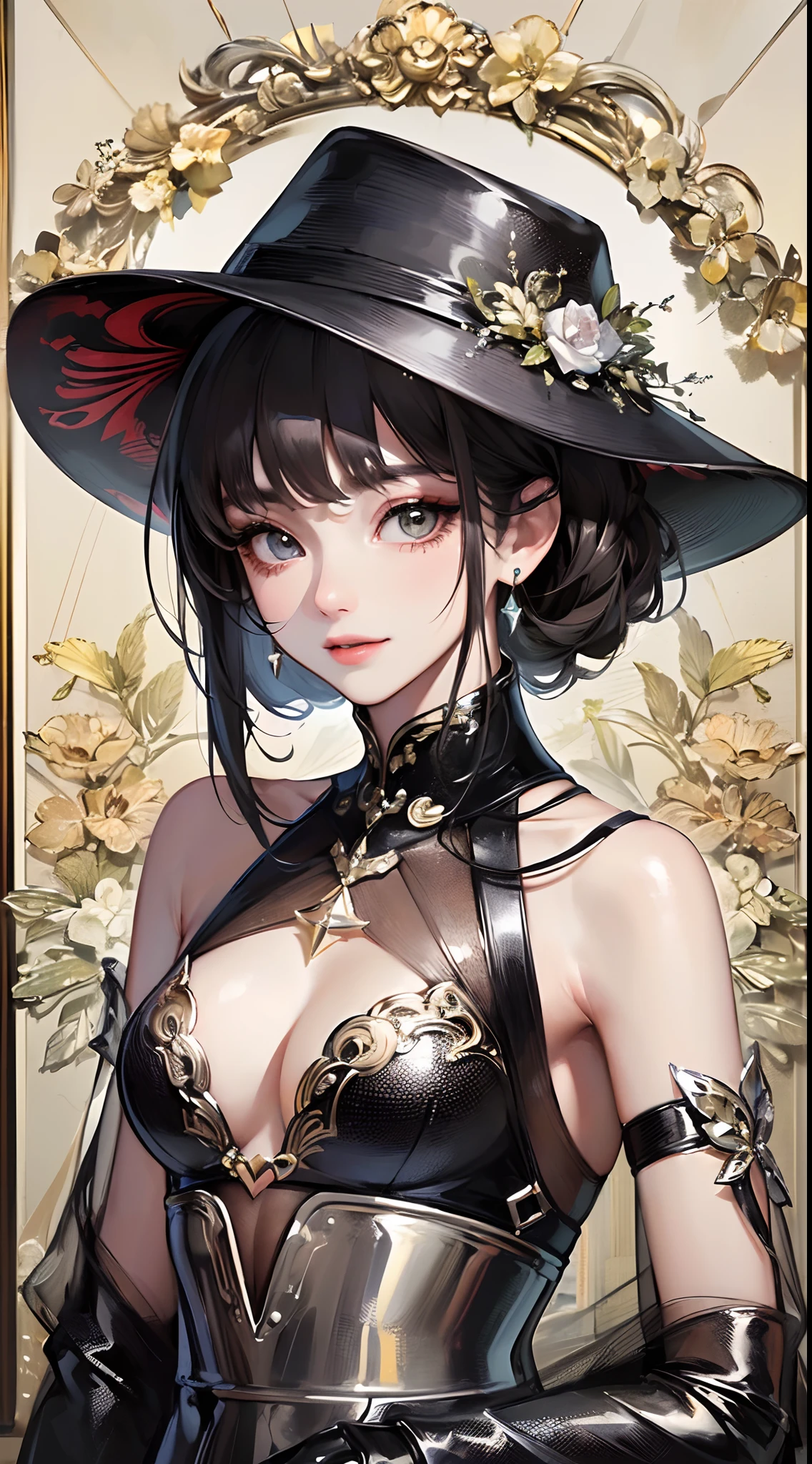 ((Finest quality)),(超A high resolution),(ultra-detailliert),(Meticulous portrayal),((Best CG)),(Finest works of art),Ultra-Precision Art,The art of astounding depiction, (1 Female Fashion Model:1.5),short black hair with luster:1.5,a smile,Rough fashion,Hats, Dog walking