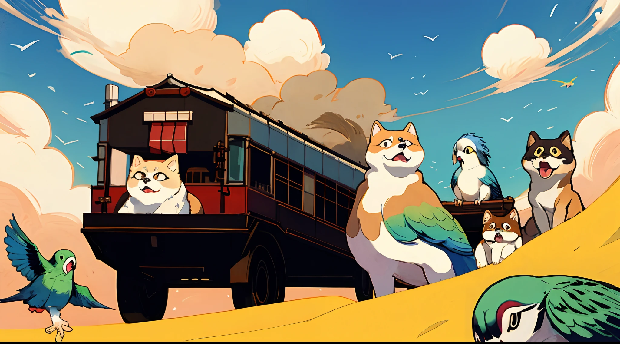 Shiba Inu and parakeet chimera