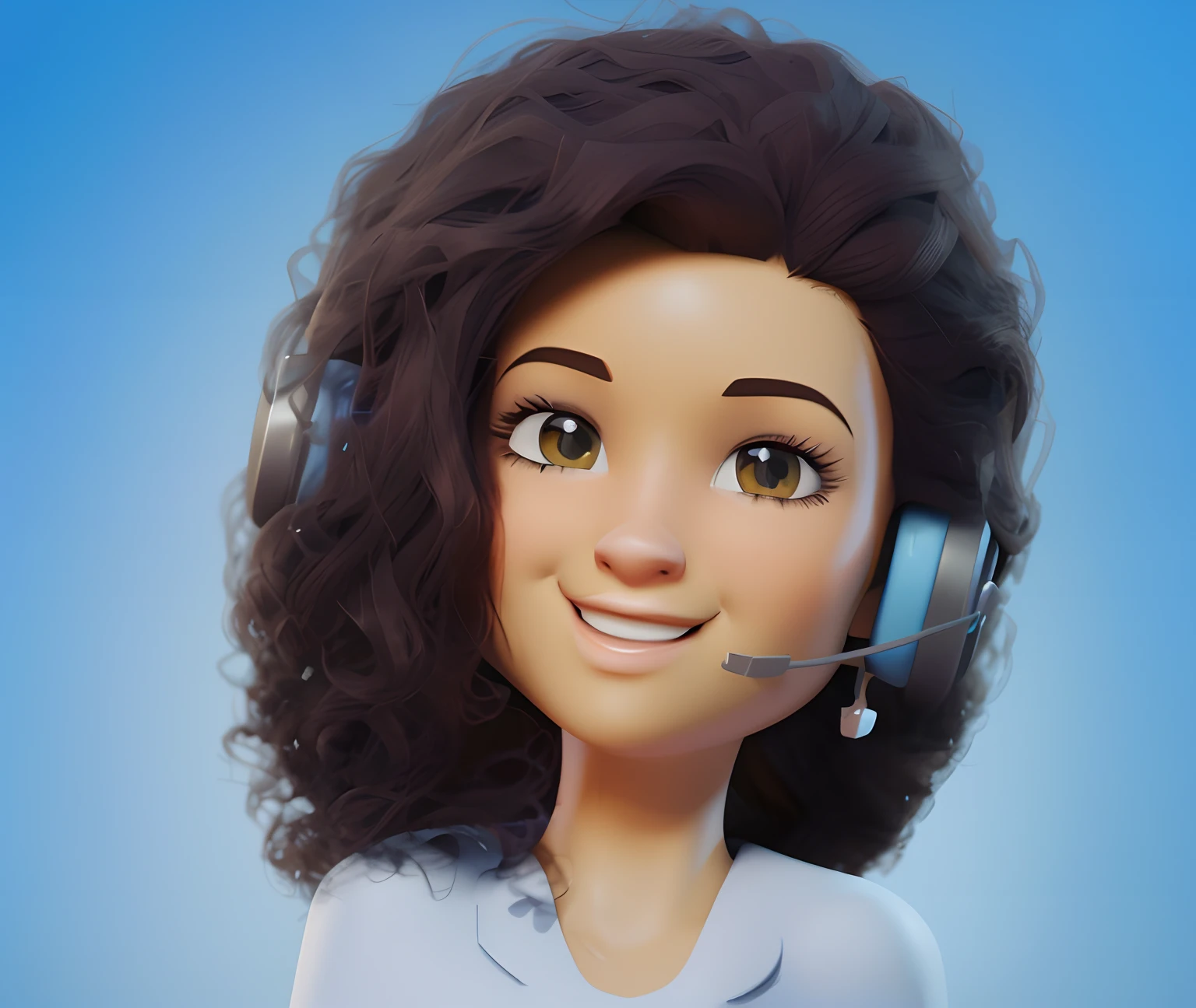 personagem dos desenhos animados de uma mulher latina, olhos pretos, com um fone de ouvido e um microfone, detailed 2d illustration, Cartoon style illustration, 3 d demo carretel avatar, imagem do avatar, retrato de alta qualidade, professional illustration, higher detailed illustration, professional illustration, desenho animado altamente detalhado, 3 d render stylized, maia, in cartoon style, official illustration, full-colour illustration, stylized digital illustration