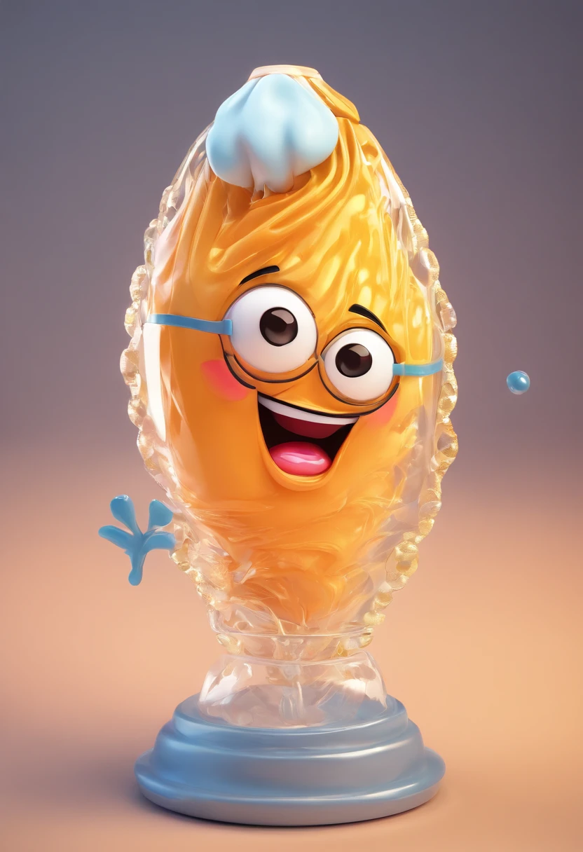 Mini Vertical Condom with Funny Face, estilo cartoon, latex, condom, modelos, Brillante y delicado, fondo limpio, Buen brillo, Renderizado 3D, La mejor calidad