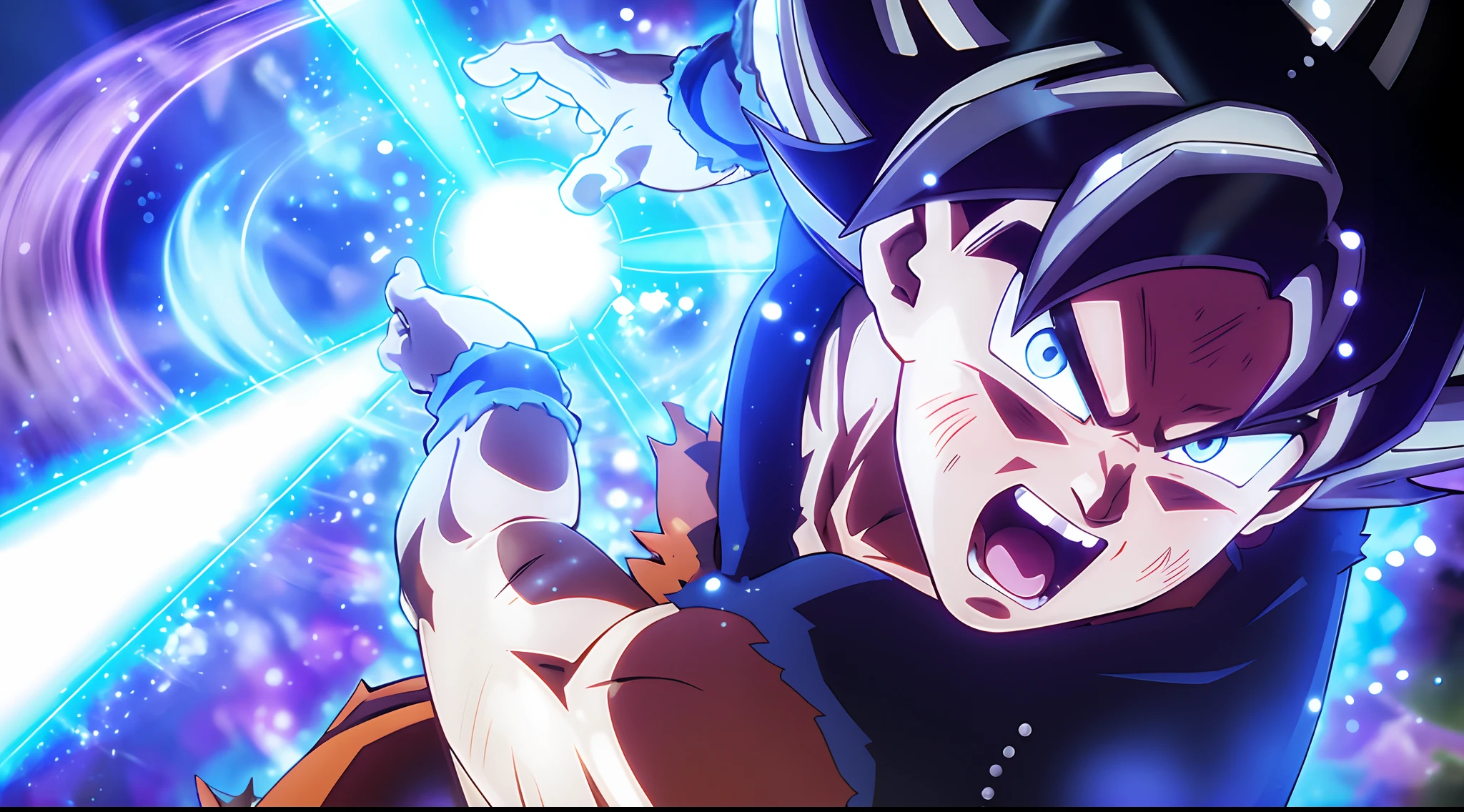 Dragon Ball Lutador 2, Ultra instinto, Super dragon ball, Filme ainda de Robot Goku, arte chave, 8k!, visual chave, 8k!!, screensaver, Anime Visual, Arte Oficial, arte HD, Goku, title, transformando-se em sua forma final, Dragon ball, Arte Oficial, an epic anime of a energy man, Obra-prima do anime, Arte do local