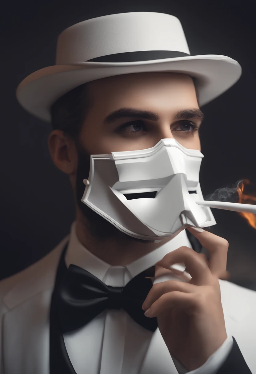 2
There's a man in a tuxedo and a mask with a bow tie, un rendu low poly par Kanbun Master, reddit, digital art, smoking, Photo de profil Discord, fvckrender, Discord PFP, Portrait NFT, elegant, Il porte un haut-de-forme, Samdoesart, SamdoesArts, L’art NFT, masque blanc