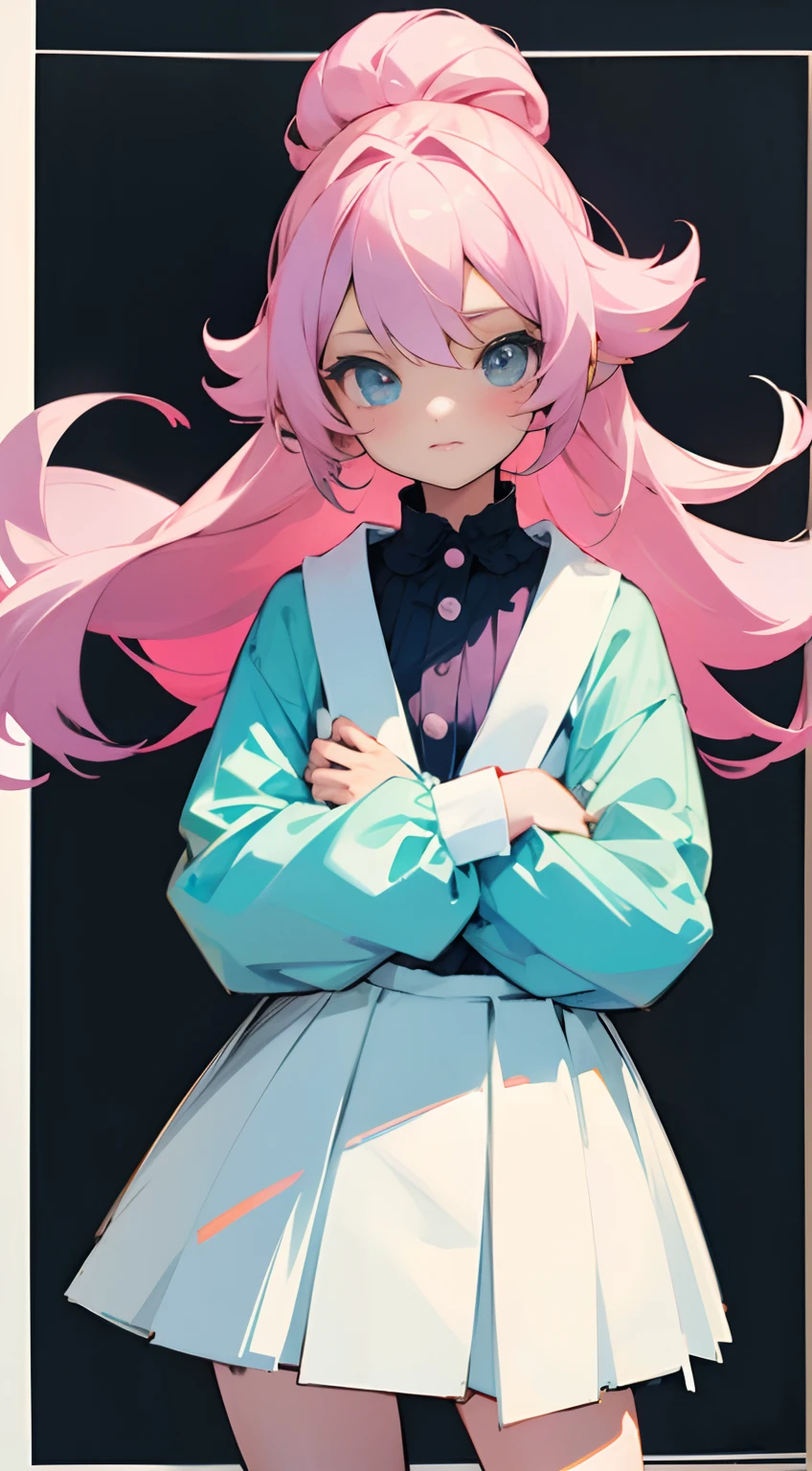 Anime girl, soft pastel outfits, fashion design