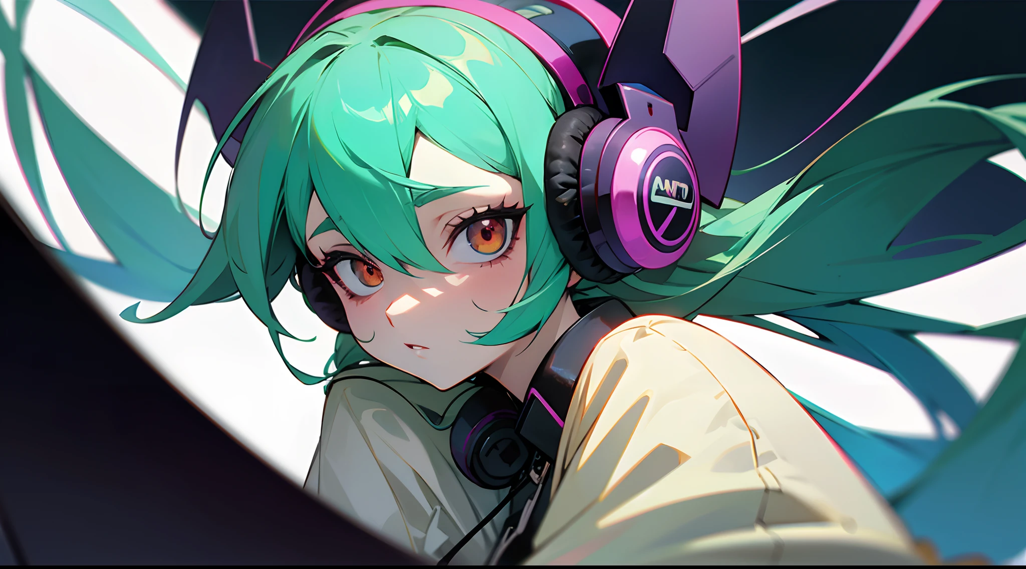 garota demonio with headphones
