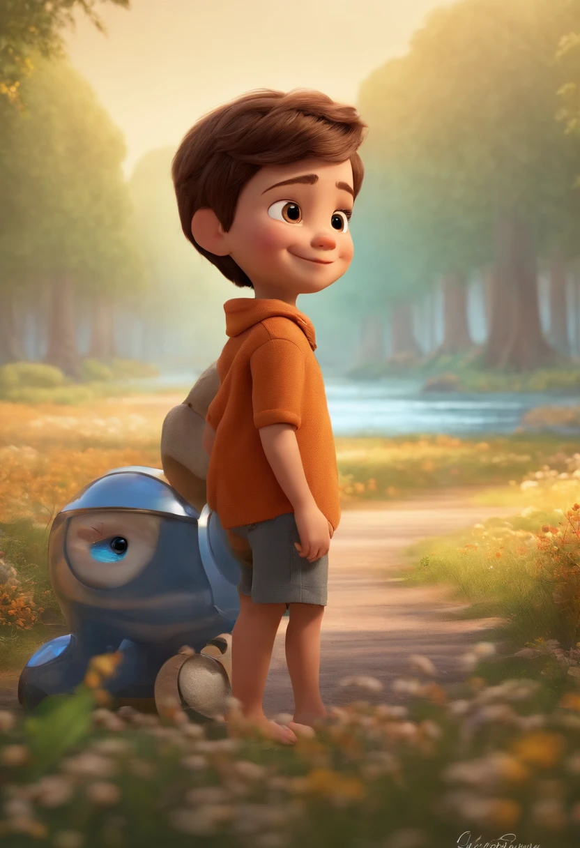 a happy cute ??? standing short hair, vestindo uma fantasia espacial, , fundo branco, barnet, tom, Estilo Pixar, ..3d, desenhos animados, rosto detalhado, asymmetrical 16k
