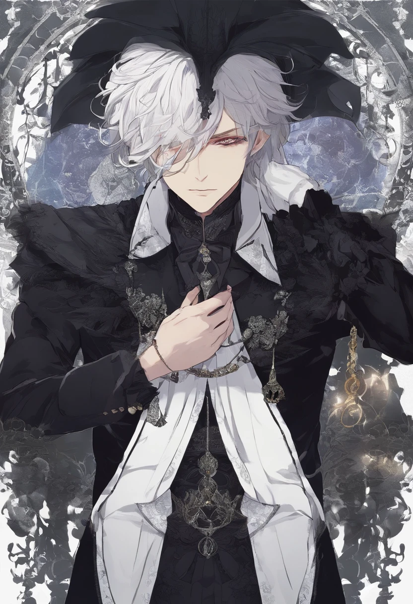Prince Nocturne has an ethereal and mysterious presence. His once radiant and silver hair has darkened, reflecting the time he spent consumed by darkness. His eyes, once bright blue, now bear a hint of sadness and weariness. His fairy attire is adorned with remnants of his former regal garments, but it has taken on a somber and muted tone.