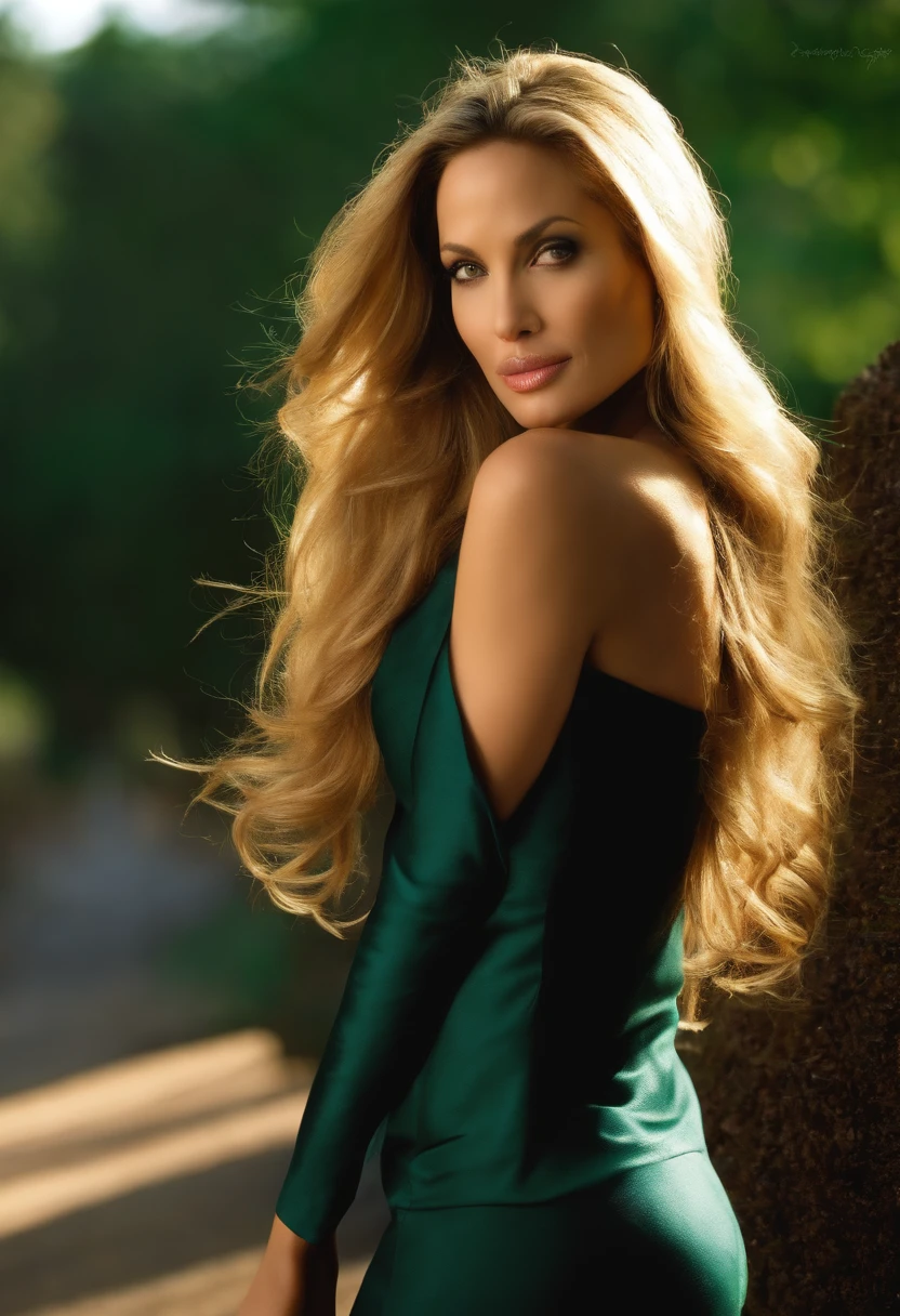 blonde angelina jolie sister, latin, walk in park, sexy