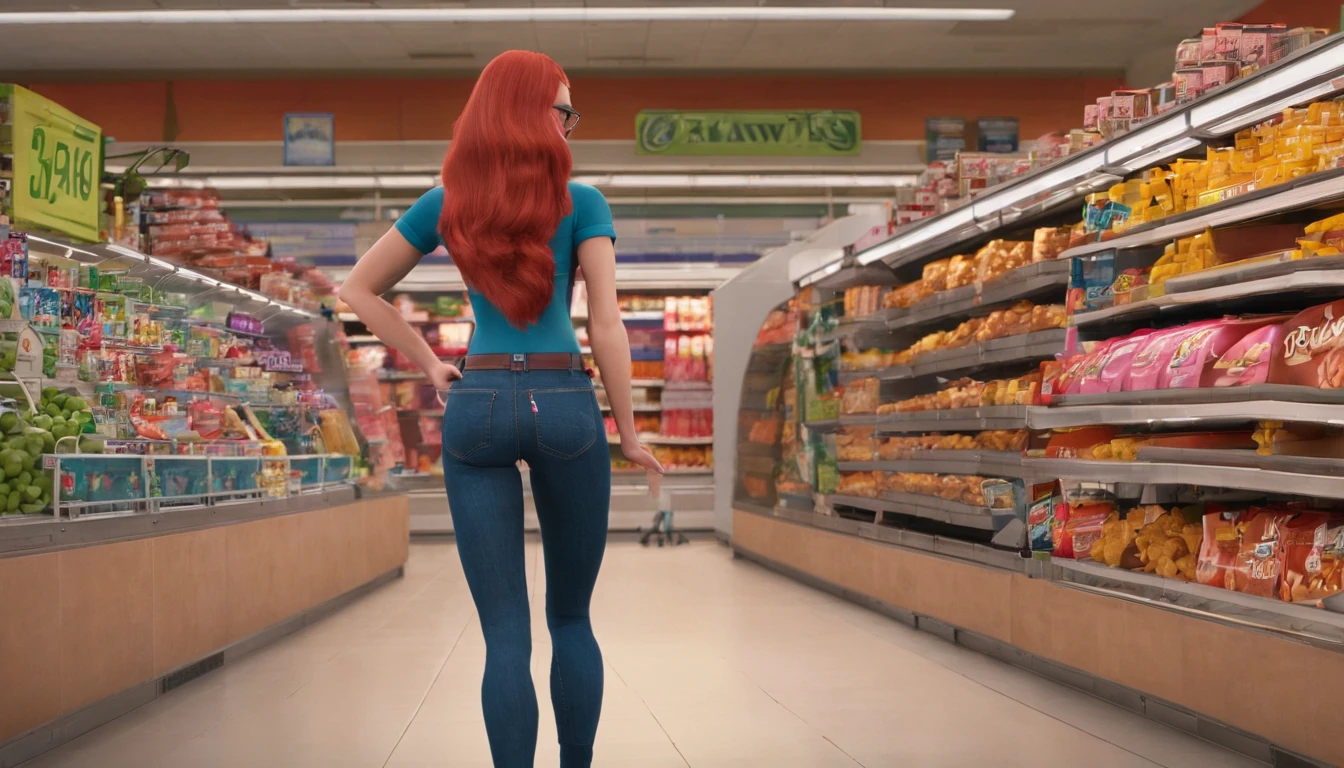 Allison confidently promotes the snacks in the grocery store, wearing a pink crop top, ponytail, blue jeans, and hiking boots. Her vibrant red hair and glasses add to her unique appearance.
Allison, a 24-year-old American from Corpus Christi, Texas, stands out in the grocery store as she showcases the snacks. With her slim, buxom figure, red hair, and glasses, she exudes confidence and charm.
In the grocery store, Allison catches the attention of shoppers with her striking appearance. Wearing a pink crop top, blue jeans, and hiking boots, she confidently promotes the snacks. Her red hair, glasses, and slim, buxom figure make her stand out.