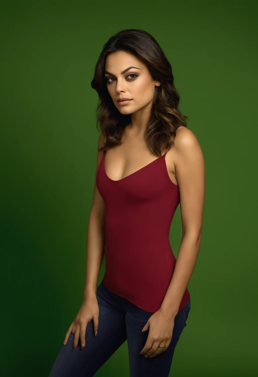 Mila Kunis 18 year old sister, latin, sexy, super realistic, posing on green screen