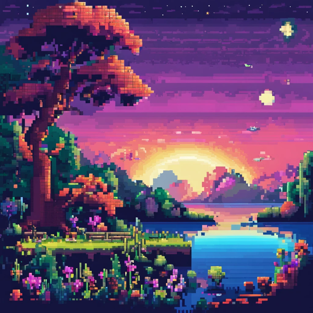 lago, tom roxo, universo, Estrelas, com plantas, Nebulosas e buracos negros