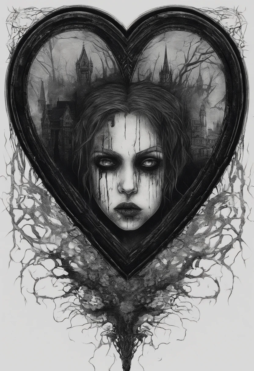 gothic girl inside a heart [anxiety]