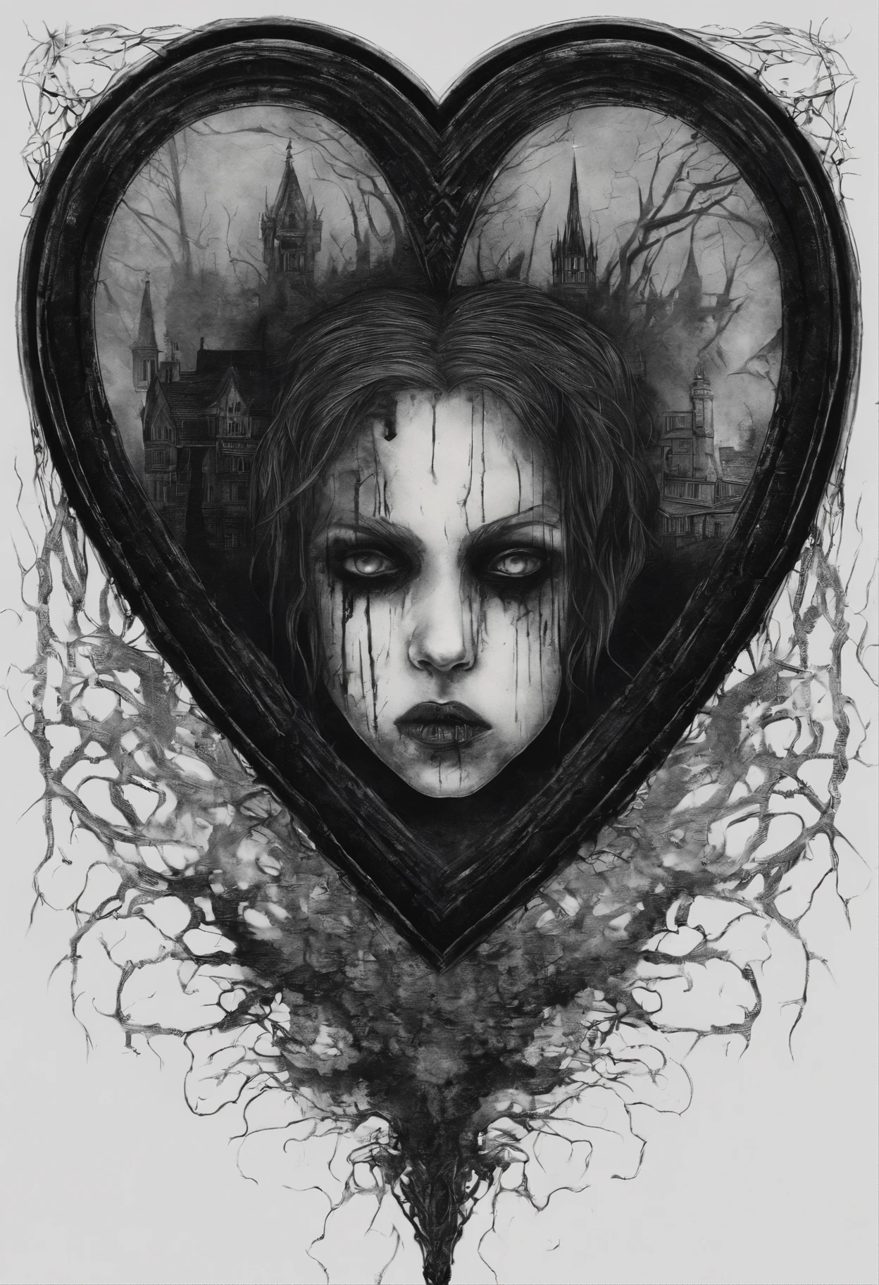 gothic girl inside a heart [anxiety]