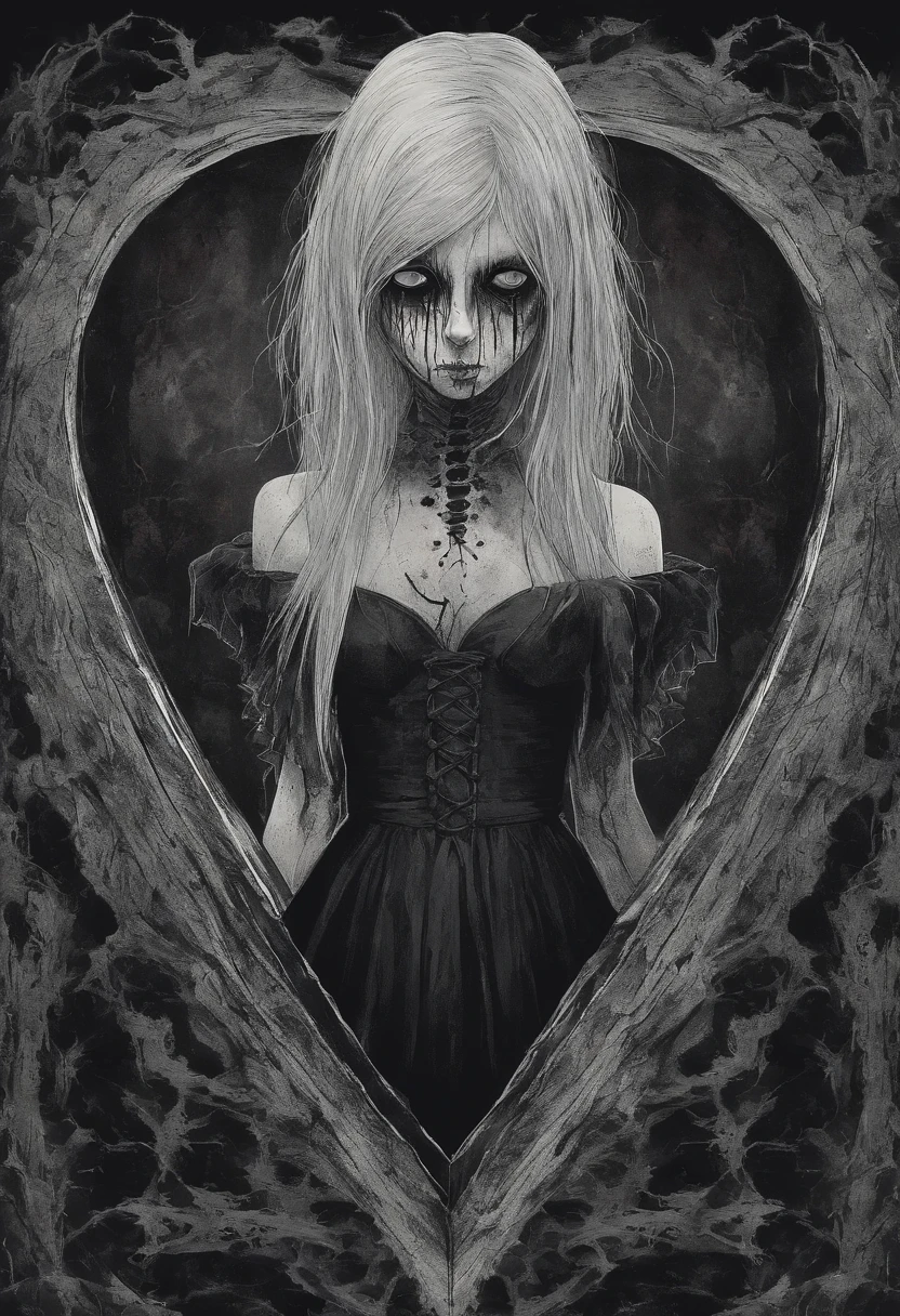 Goth girl inside a heart [Anxiety] depression blood