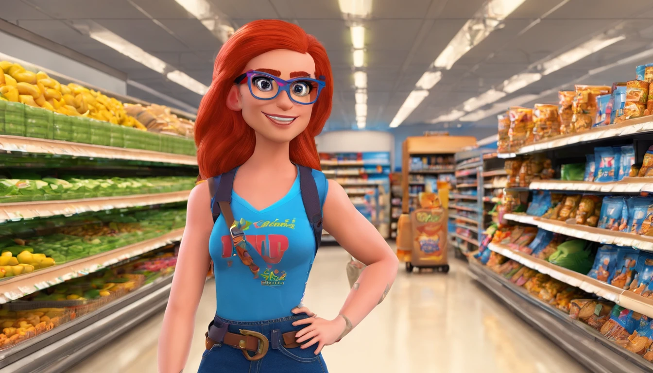 Allison confidently promotes the snacks in the grocery store, wearing a pink crop top, ponytail, blue jeans, and hiking boots. Her vibrant red hair and glasses add to her unique appearance.
Allison, a 24-year-old American from Corpus Christi, Texas, stands out in the grocery store as she showcases the snacks. With her slim, buxom figure, red hair, and glasses, she exudes confidence and charm.
In the grocery store, Allison catches the attention of shoppers with her striking appearance. Wearing a pink crop top, blue jeans, and hiking boots, she confidently promotes the snacks. Her red hair, glasses, and slim, buxom figure make her stand out.