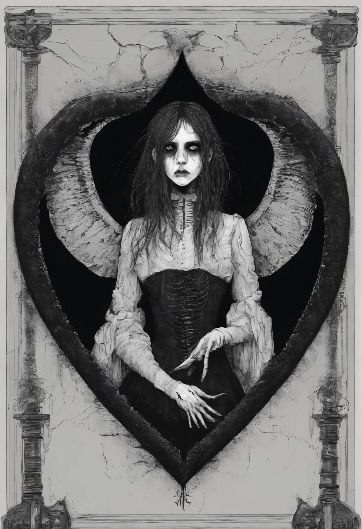 Goth girl inside a heart [Anxiety] blood depression