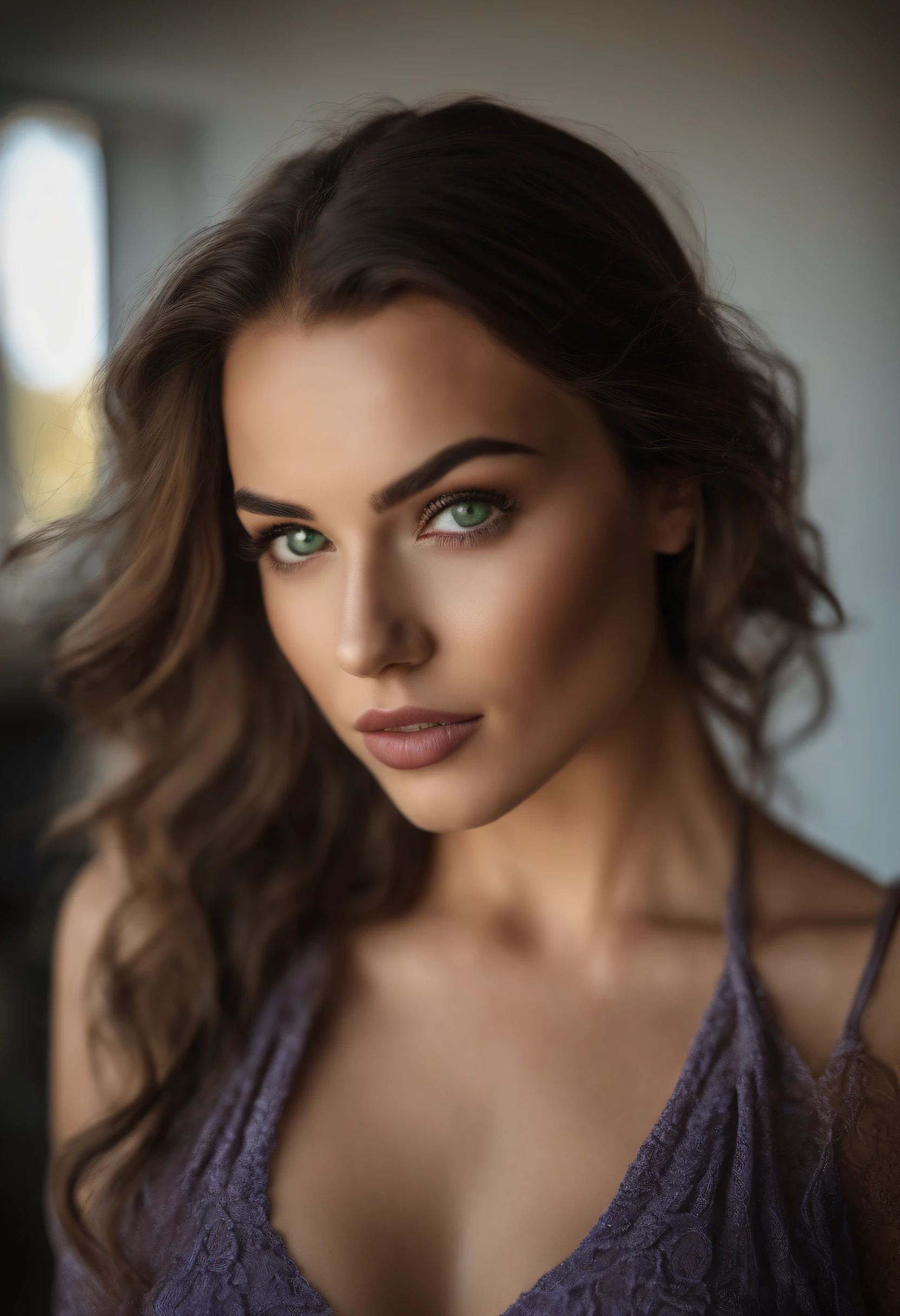 Arafed woman with a white tank top and necklace, fille sexy aux yeux bleu, Portrait Sophie Mudd, cheveux bruns claire et grands yeux, selfie of a young woman, Yeux de chambre, Violet Myers, sans maquillage, maquillage naturel, looking straight at camera, Visage avec Artgram, Maquillage subtil, Superbe photo du corps entier, piercing green eyes, Bel angle, pose attrayante, fille mignonne, sexy pose, Image du corps entier, corps entier, Prise de vue du corps entier, brunette goddess, High detail, pose satisfaite, Pantalon en cuir