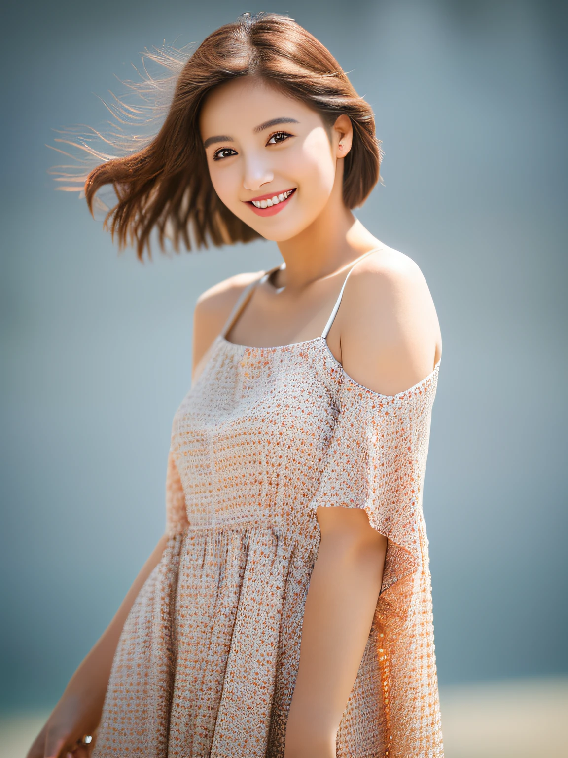 beautiful girl,light smile,full body,simple background,
​master piece,4K,8K,(​master piece,ultra high resolution:1.4),(​master piece,photographrealistic:1.4),​master piece,detailed eyes,​master piece,detailed face,